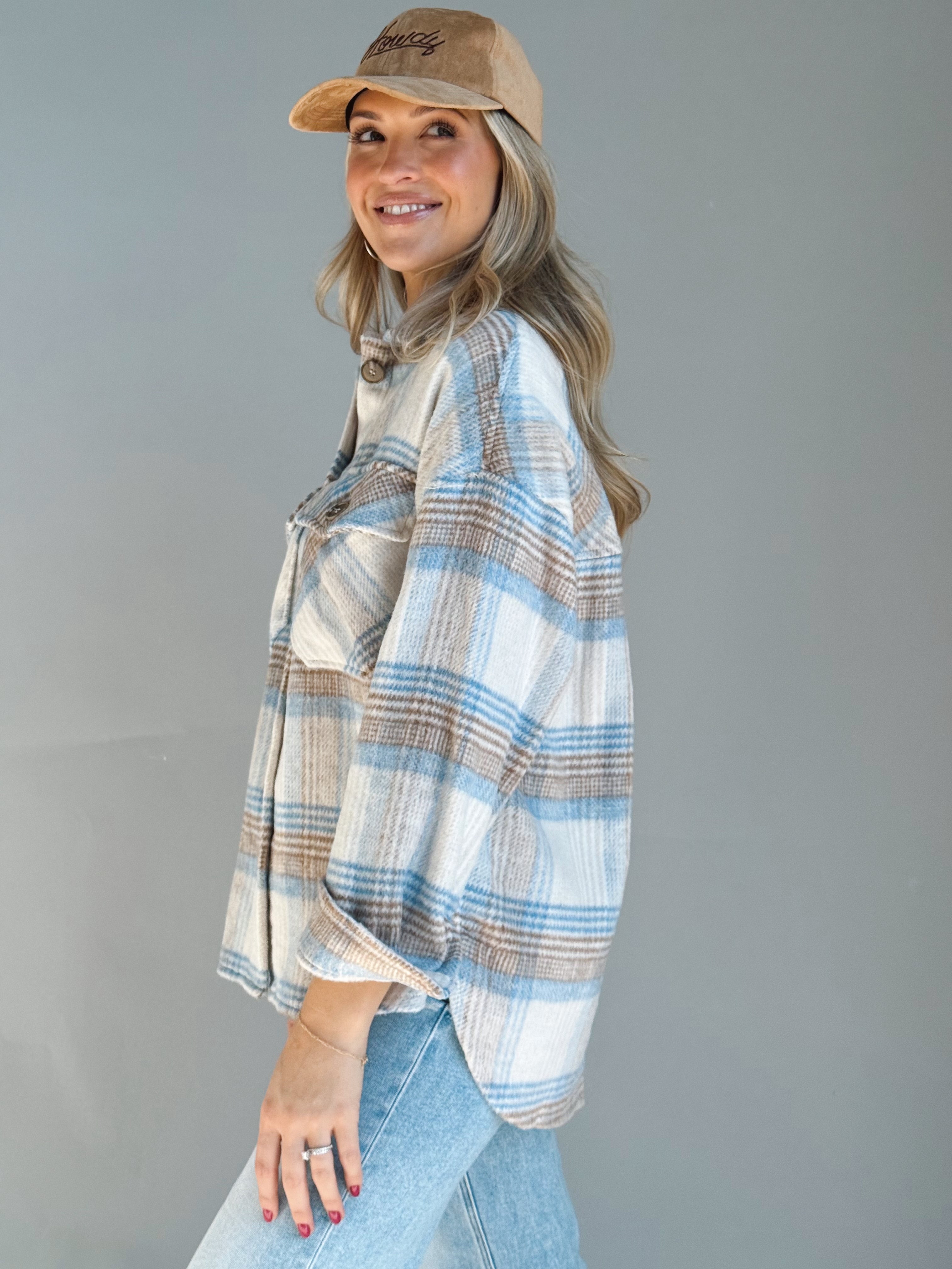 Campfire Shacket - TAUPE/BLUE - Storetradenest JACKET