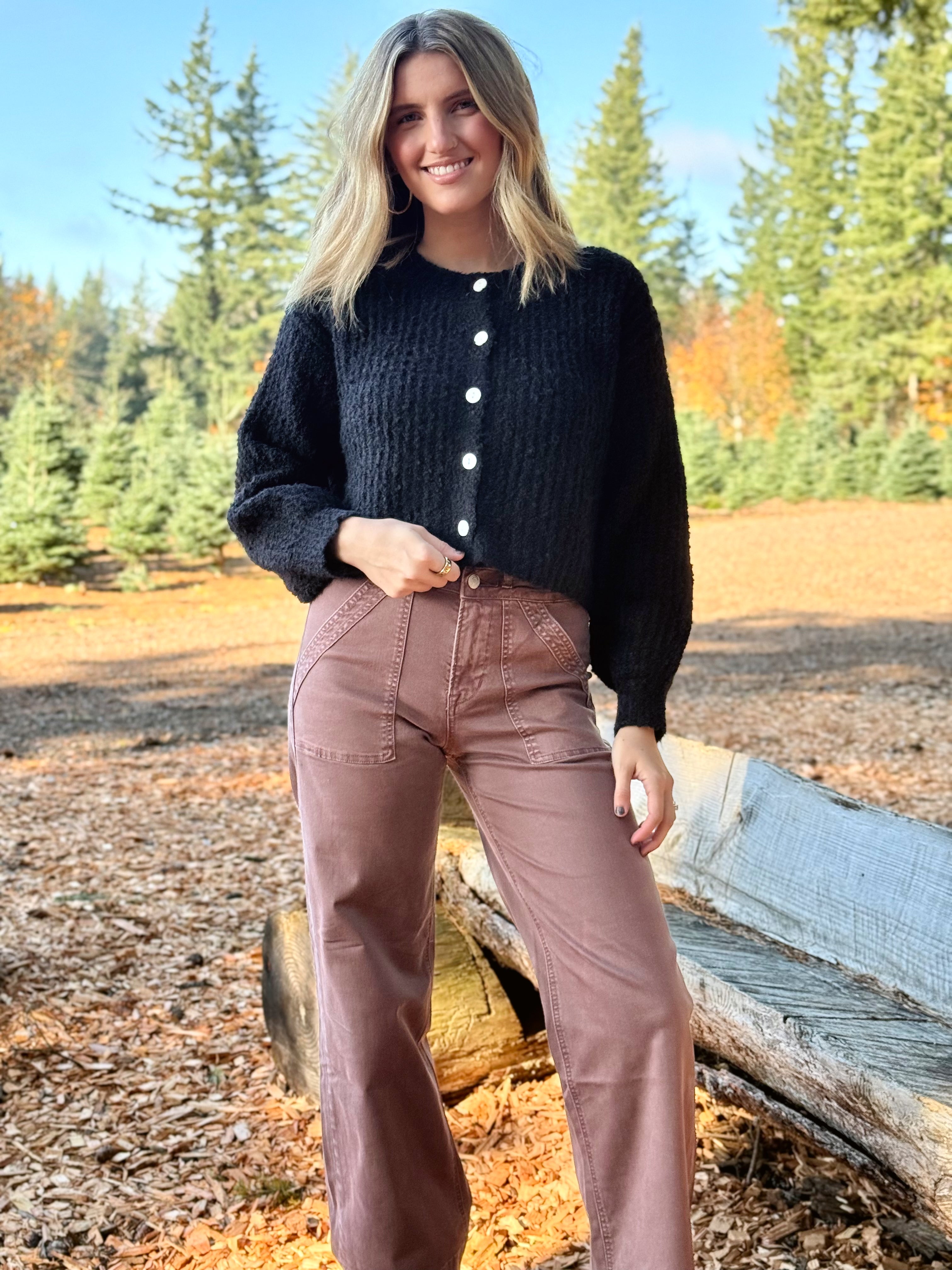 Acorn Cardigan - BLACK - Storetradenest Cardigan