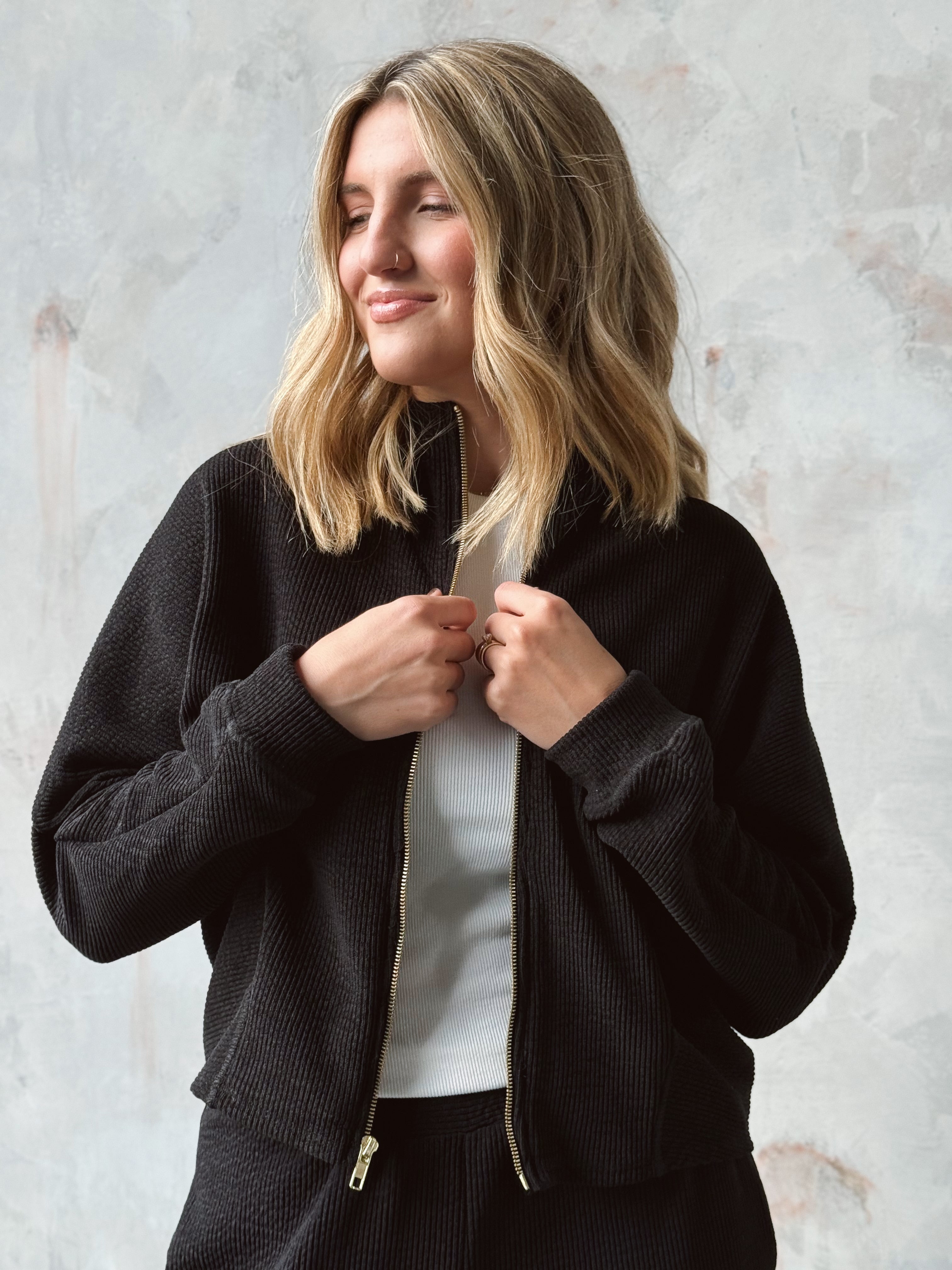 Afterglow Zip Up Jacket - BLACK - Storetradenest JACKET