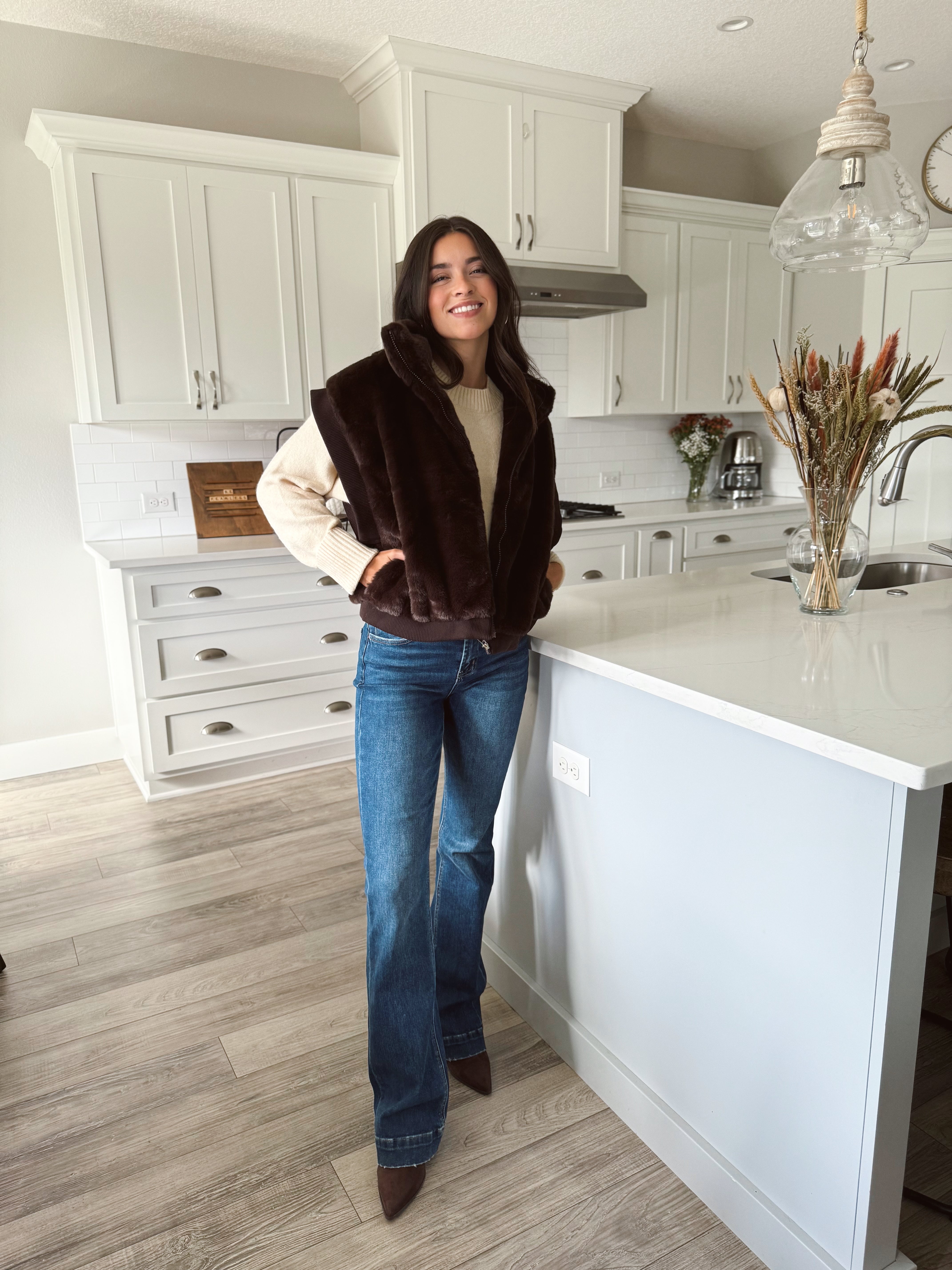 Becky Faux Fur Vest - BROWN - Storetradenest VEST