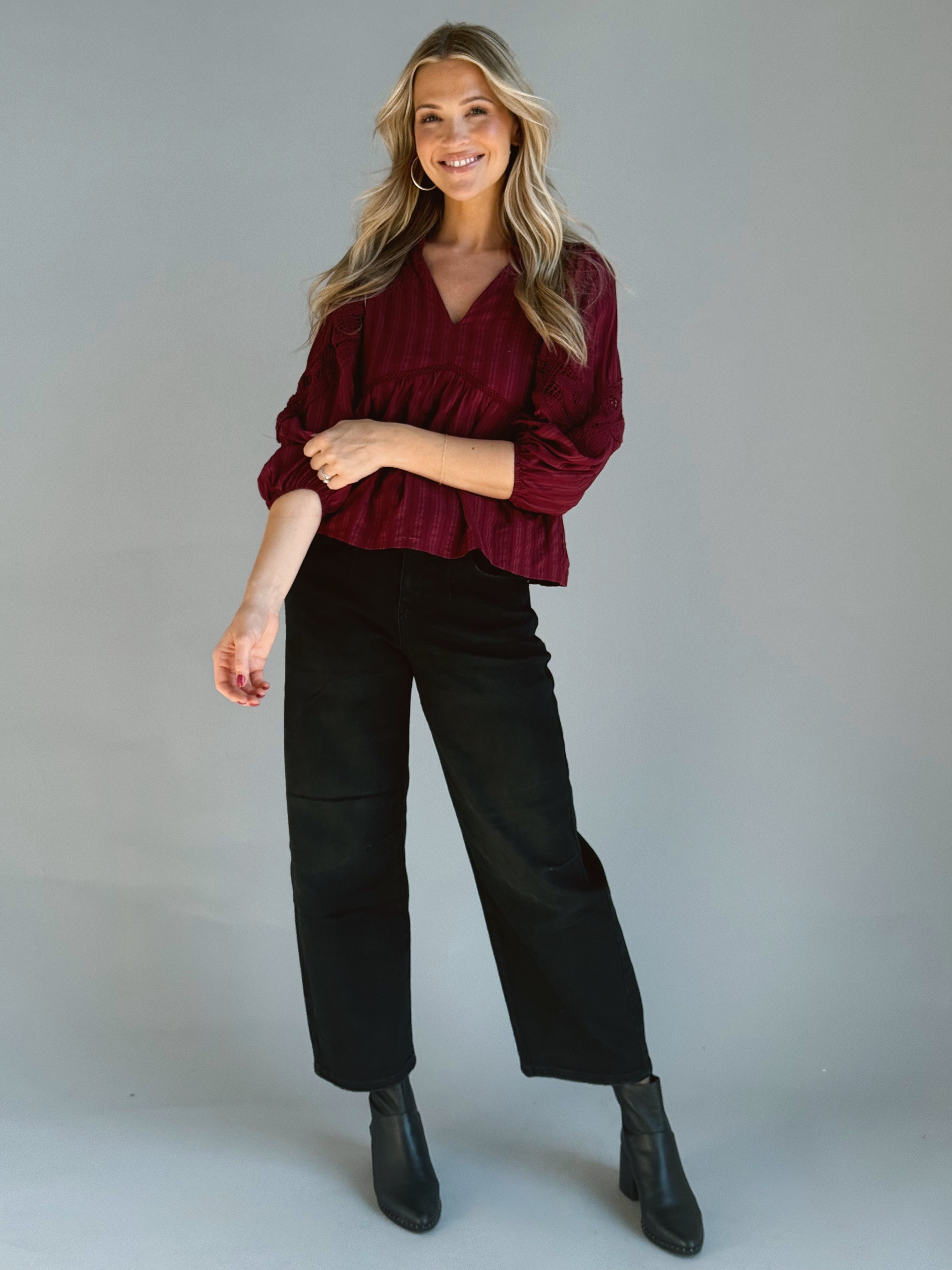 Berry Mocha Blouse - BURGUNDY - Storetradenest BLOUSE