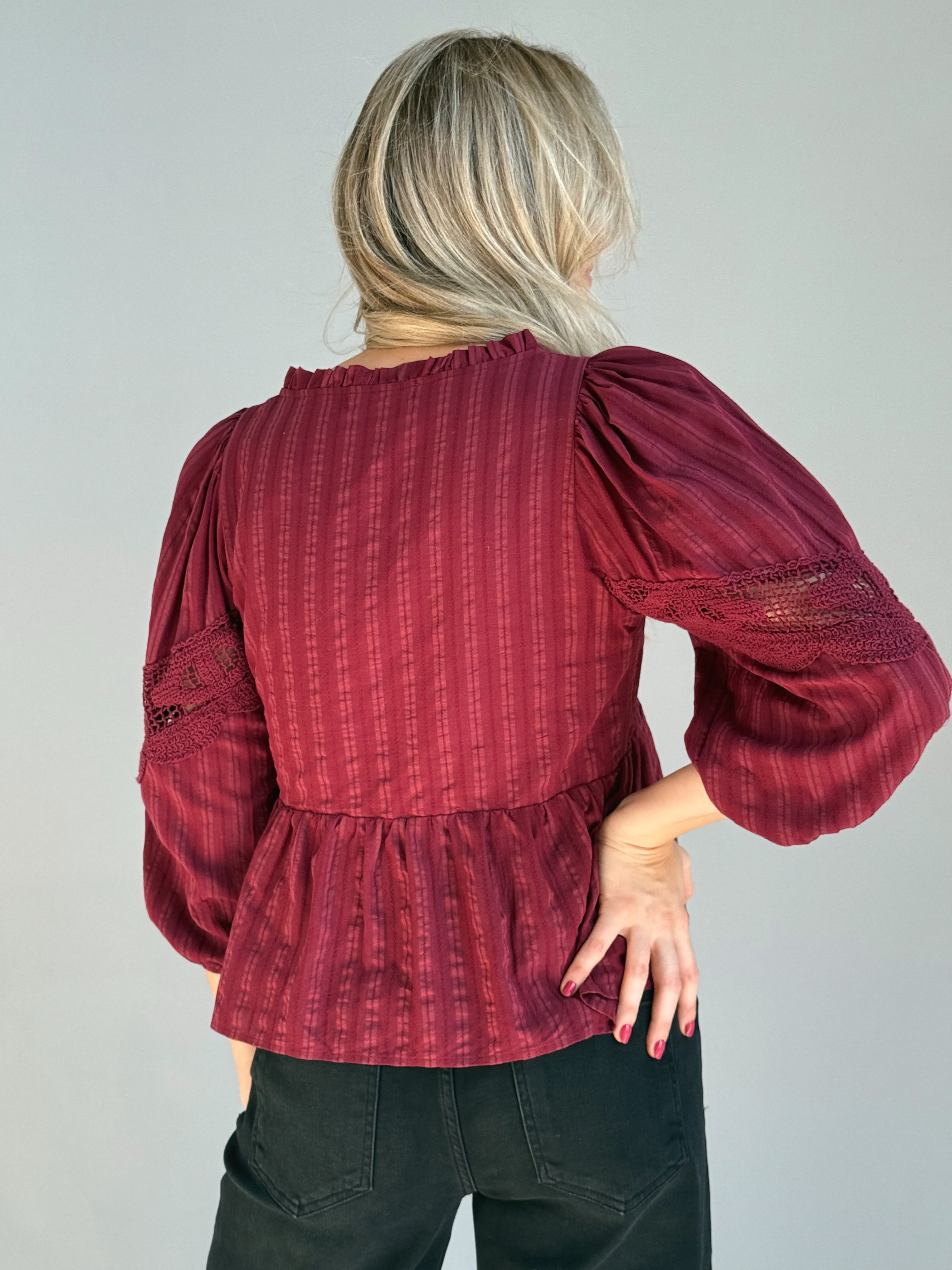 Berry Mocha Blouse - BURGUNDY - Storetradenest BLOUSE