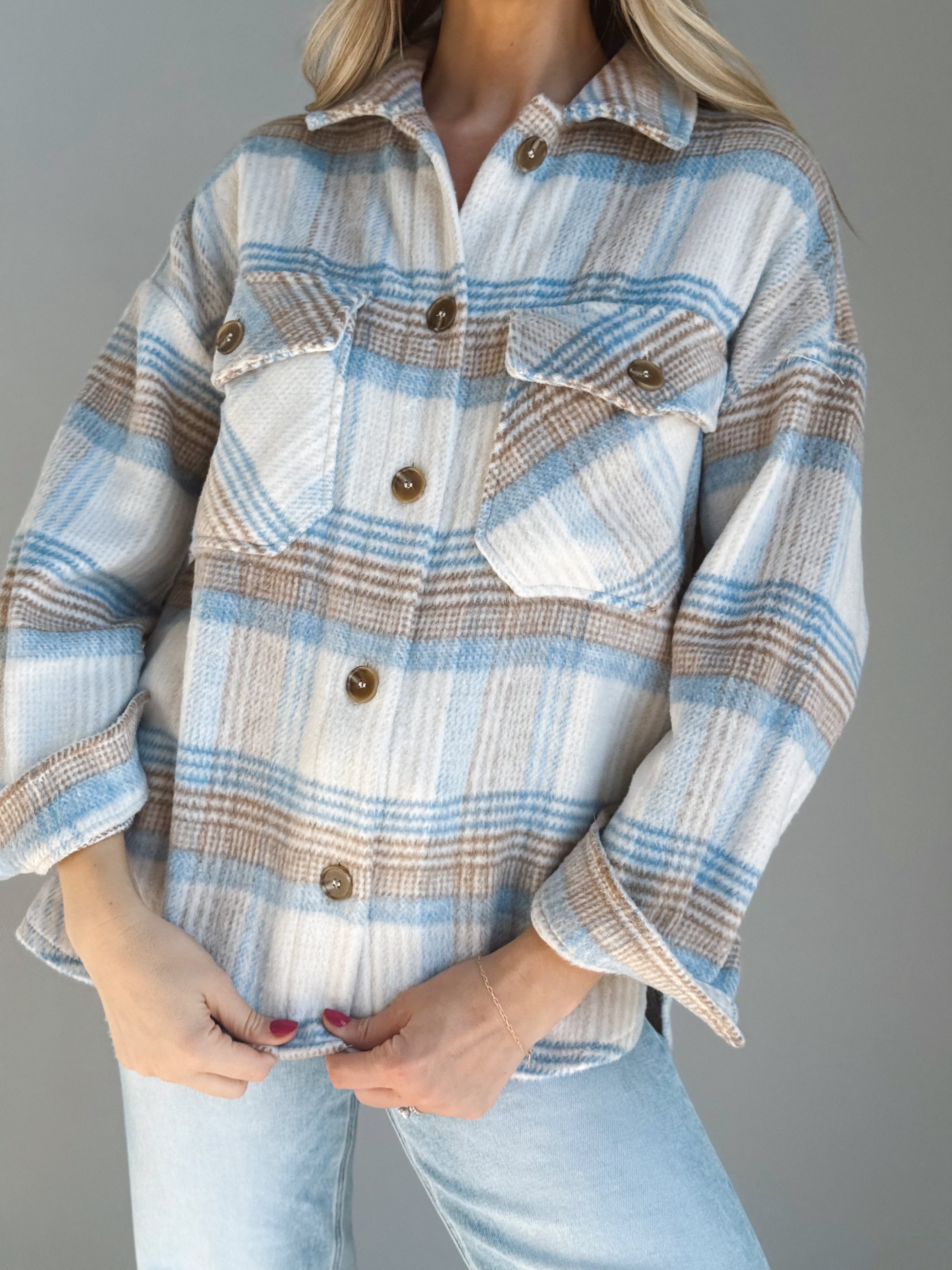 Campfire Shacket - TAUPE/BLUE - Storetradenest JACKET