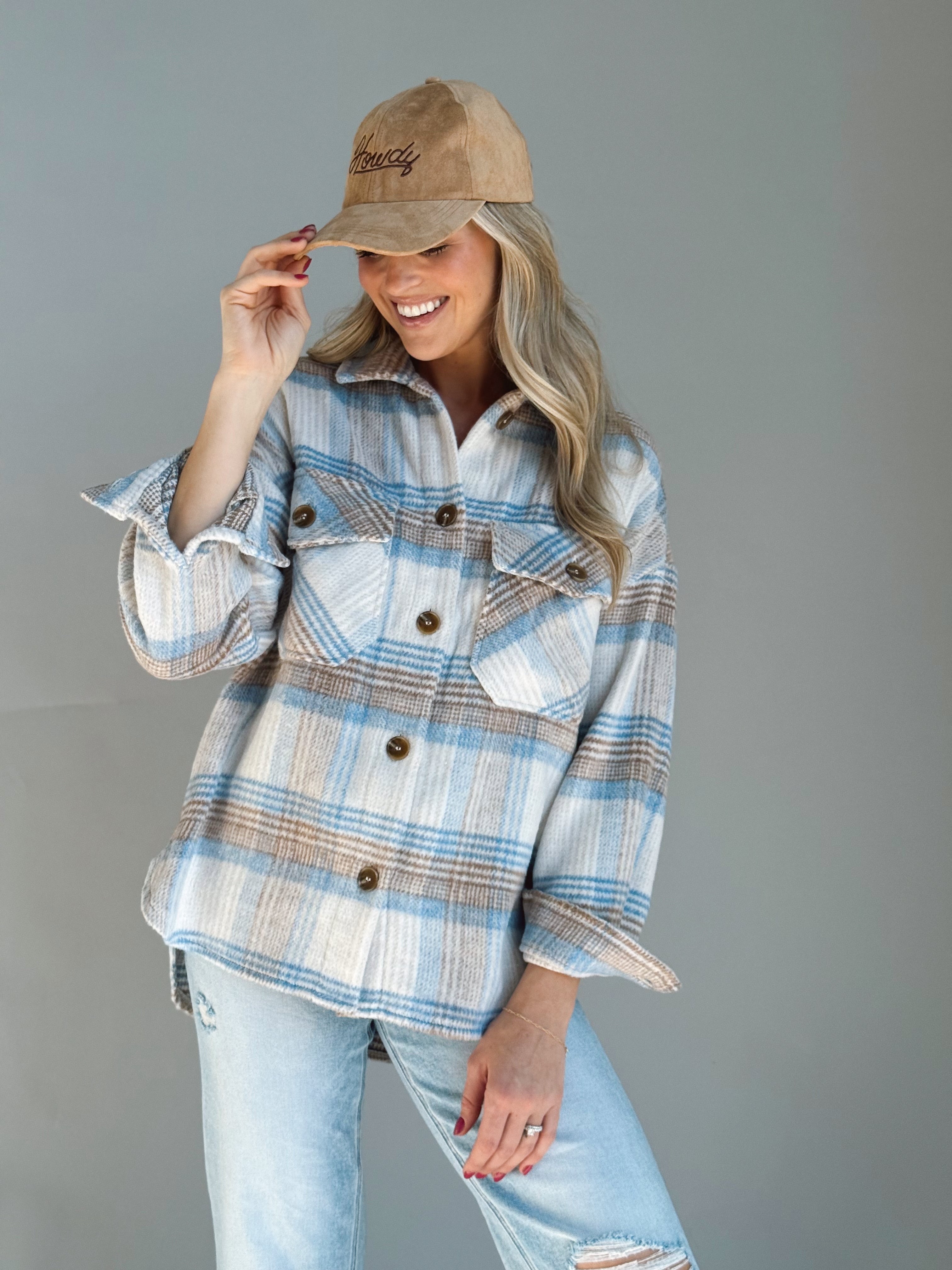 Campfire Shacket - TAUPE/BLUE - Storetradenest JACKET