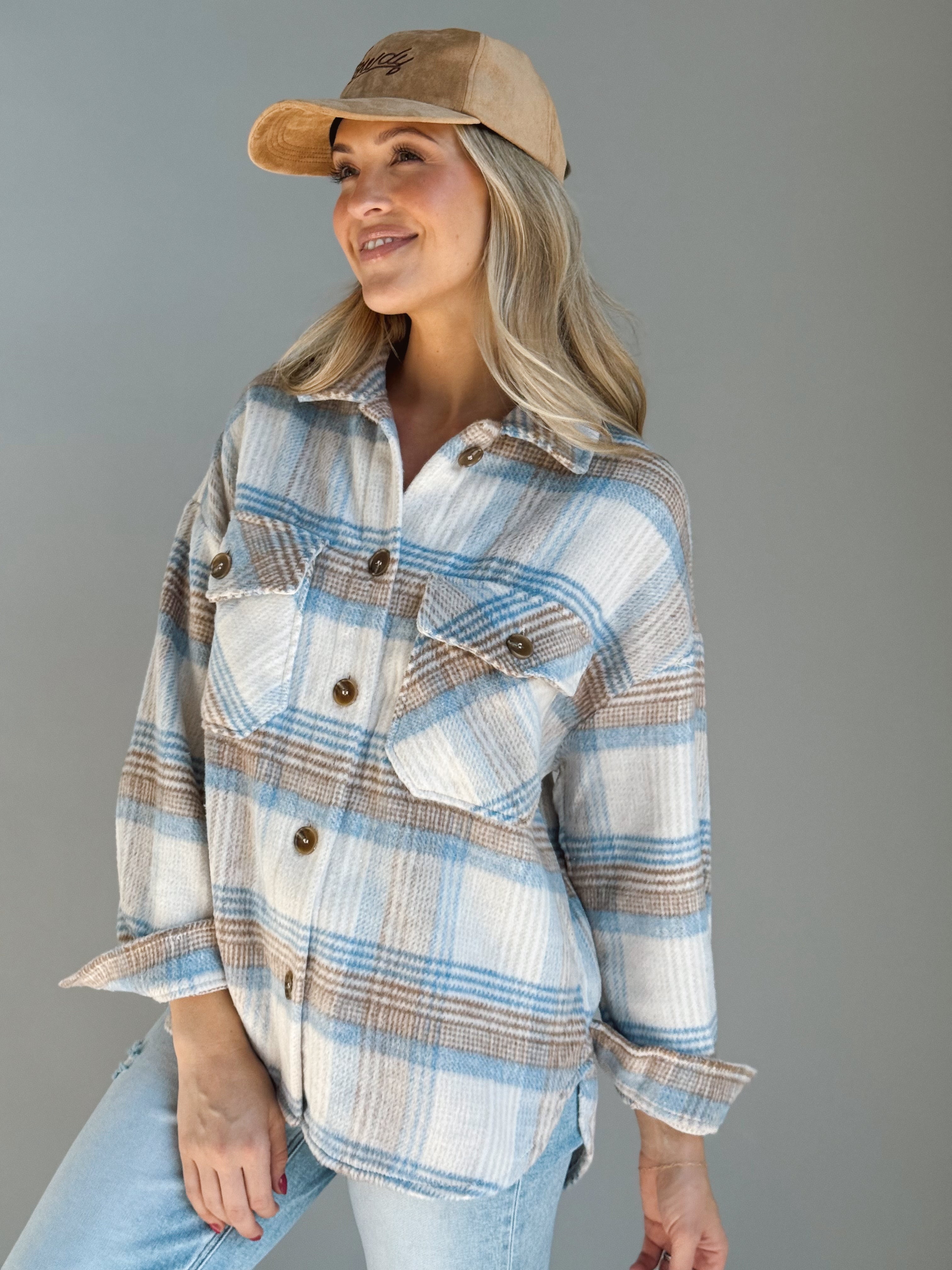 Campfire Shacket - TAUPE/BLUE - Storetradenest JACKET