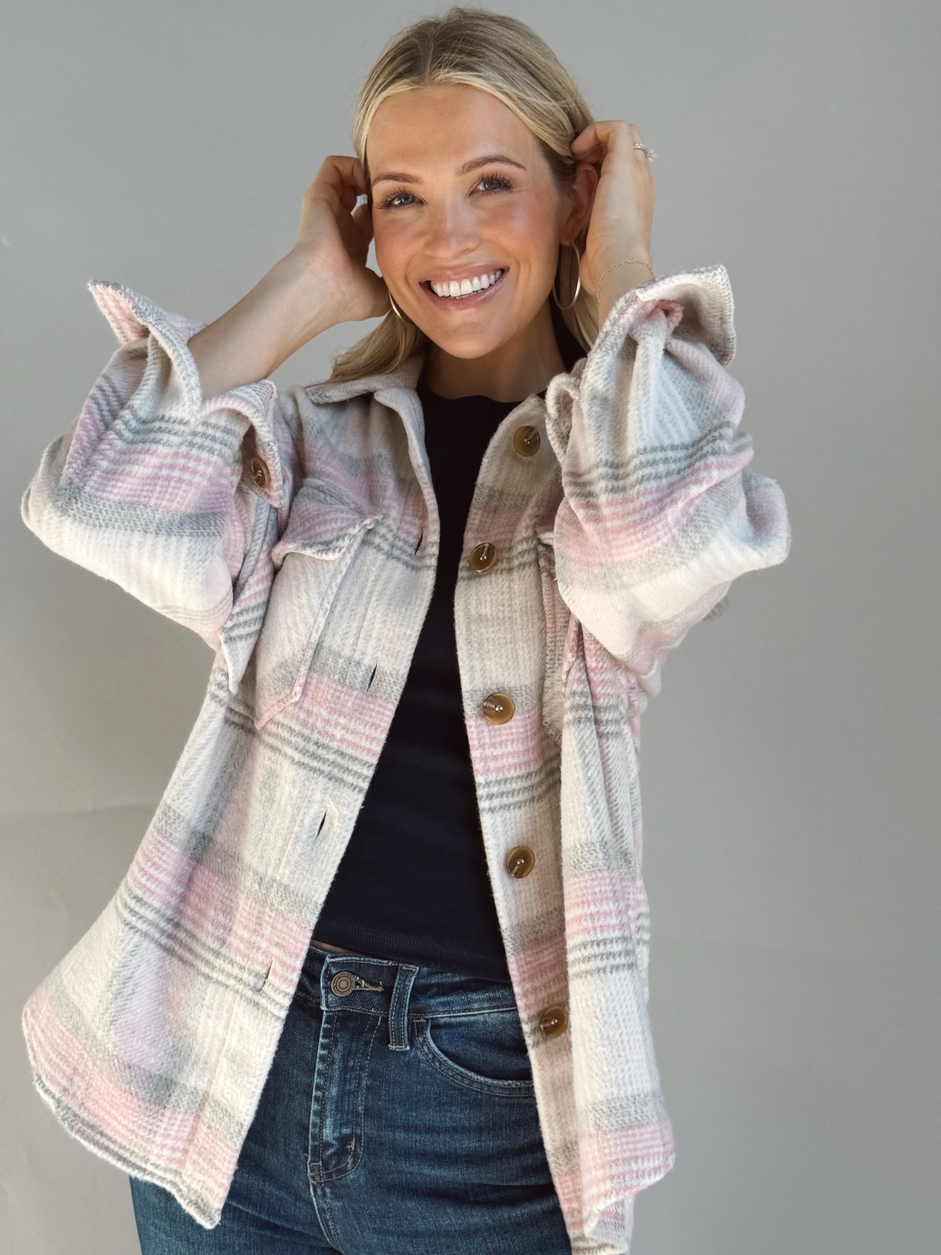 Campfire Shacket - TAUPE/PINK - Storetradenest JACKET