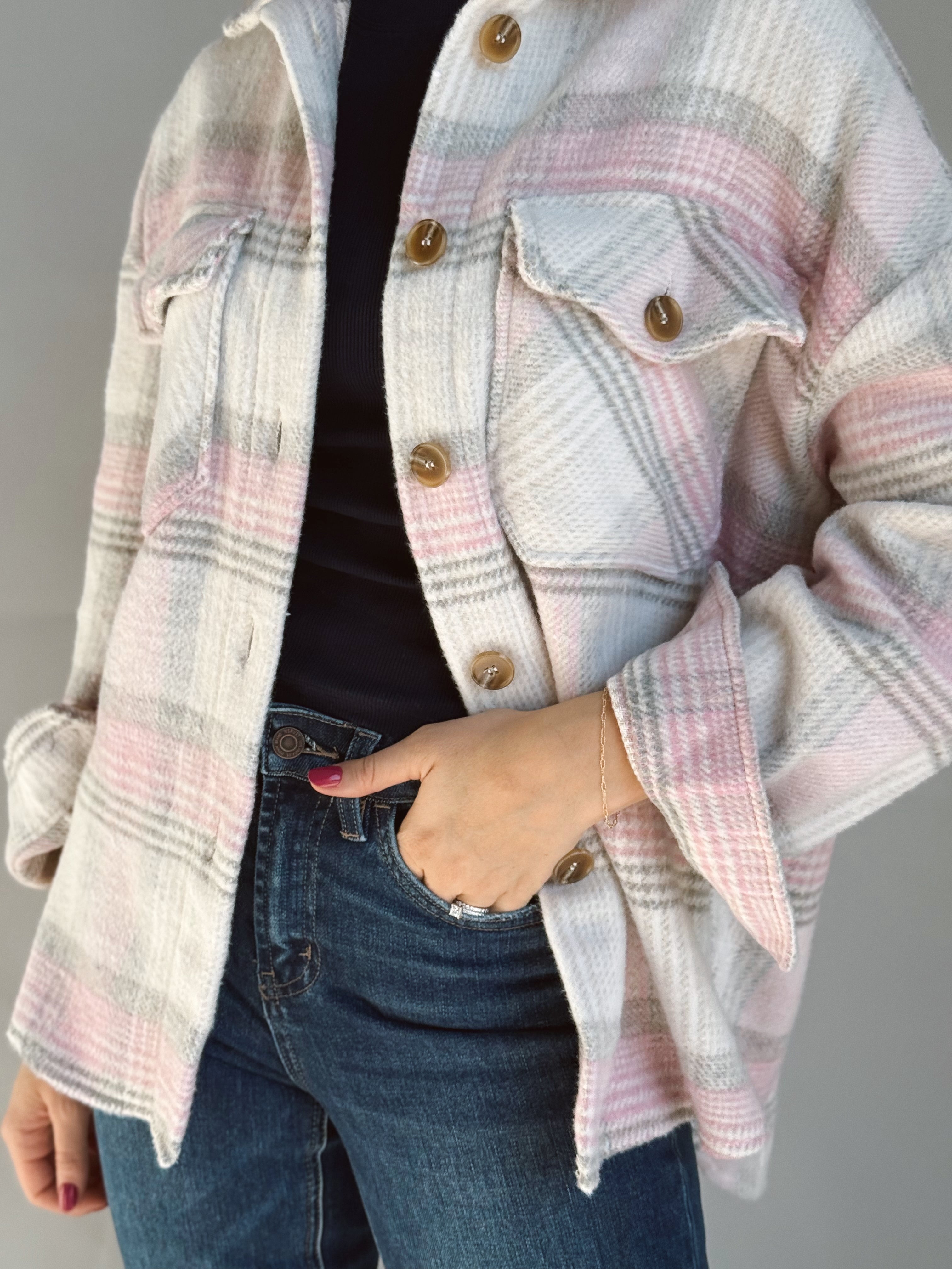 Campfire Shacket - TAUPE/PINK - Storetradenest JACKET