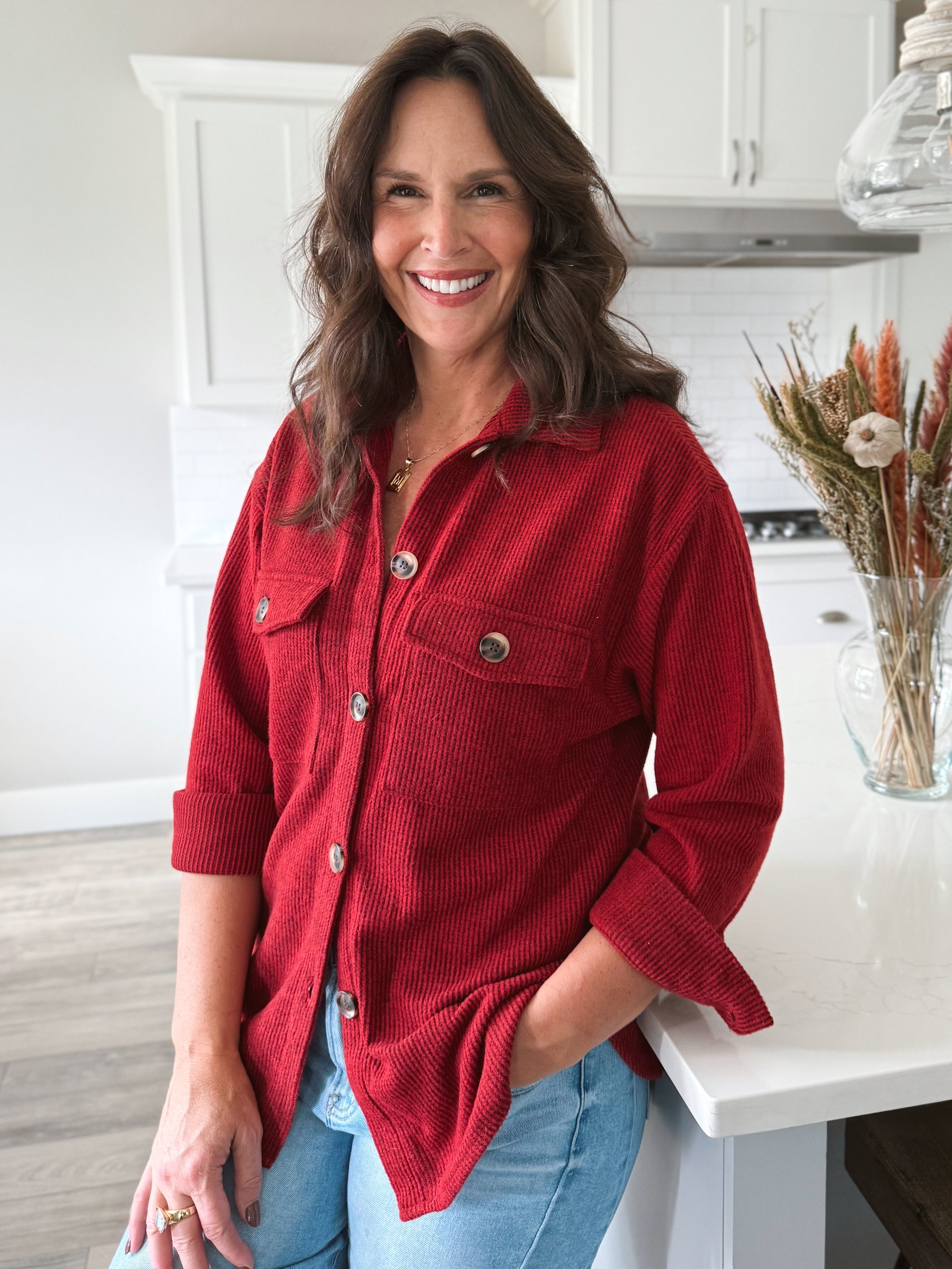 Chesapeake Shacket - DARK RED - Storetradenest JACKET