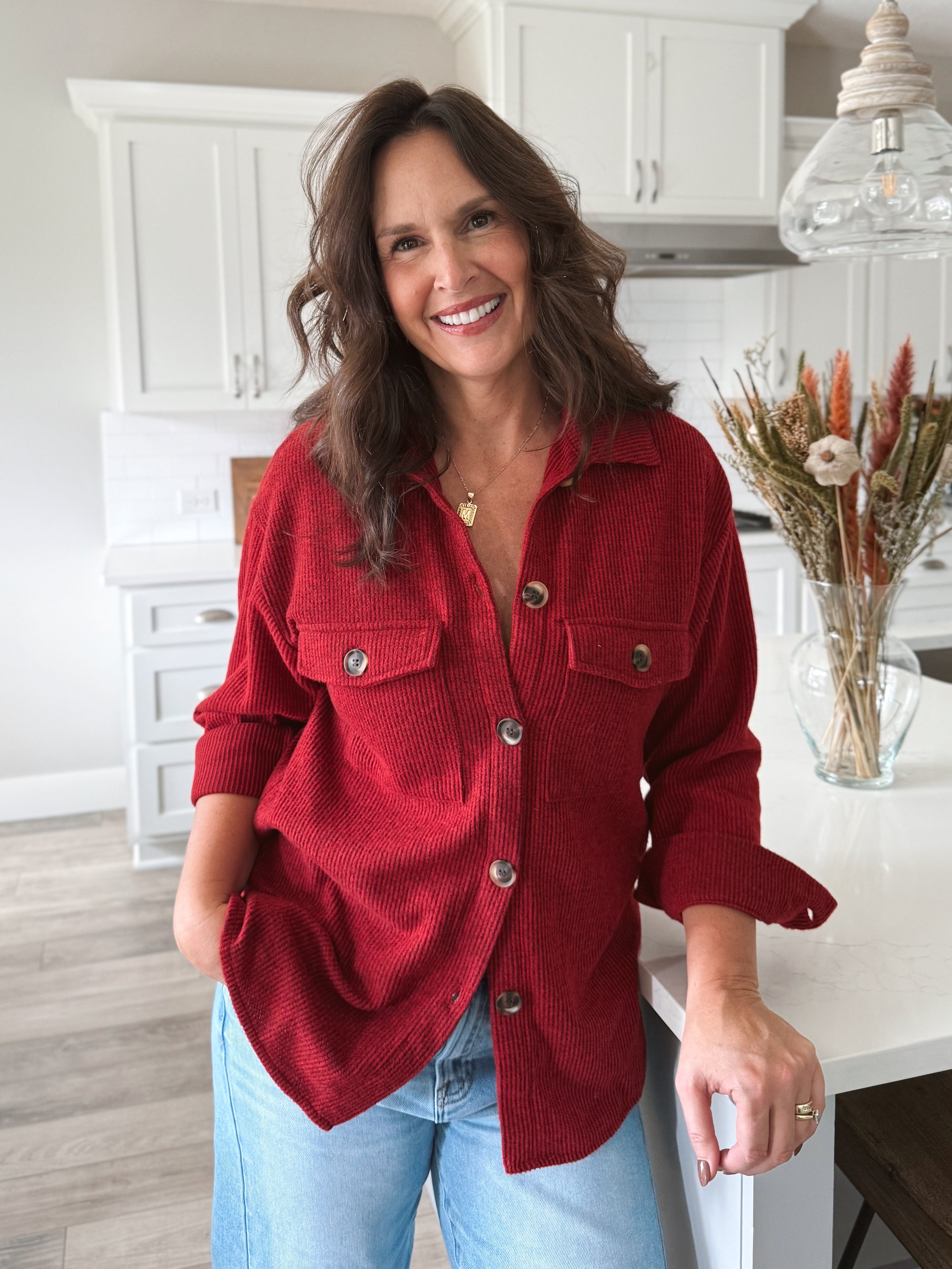 Chesapeake Shacket - DARK RED - Storetradenest JACKET