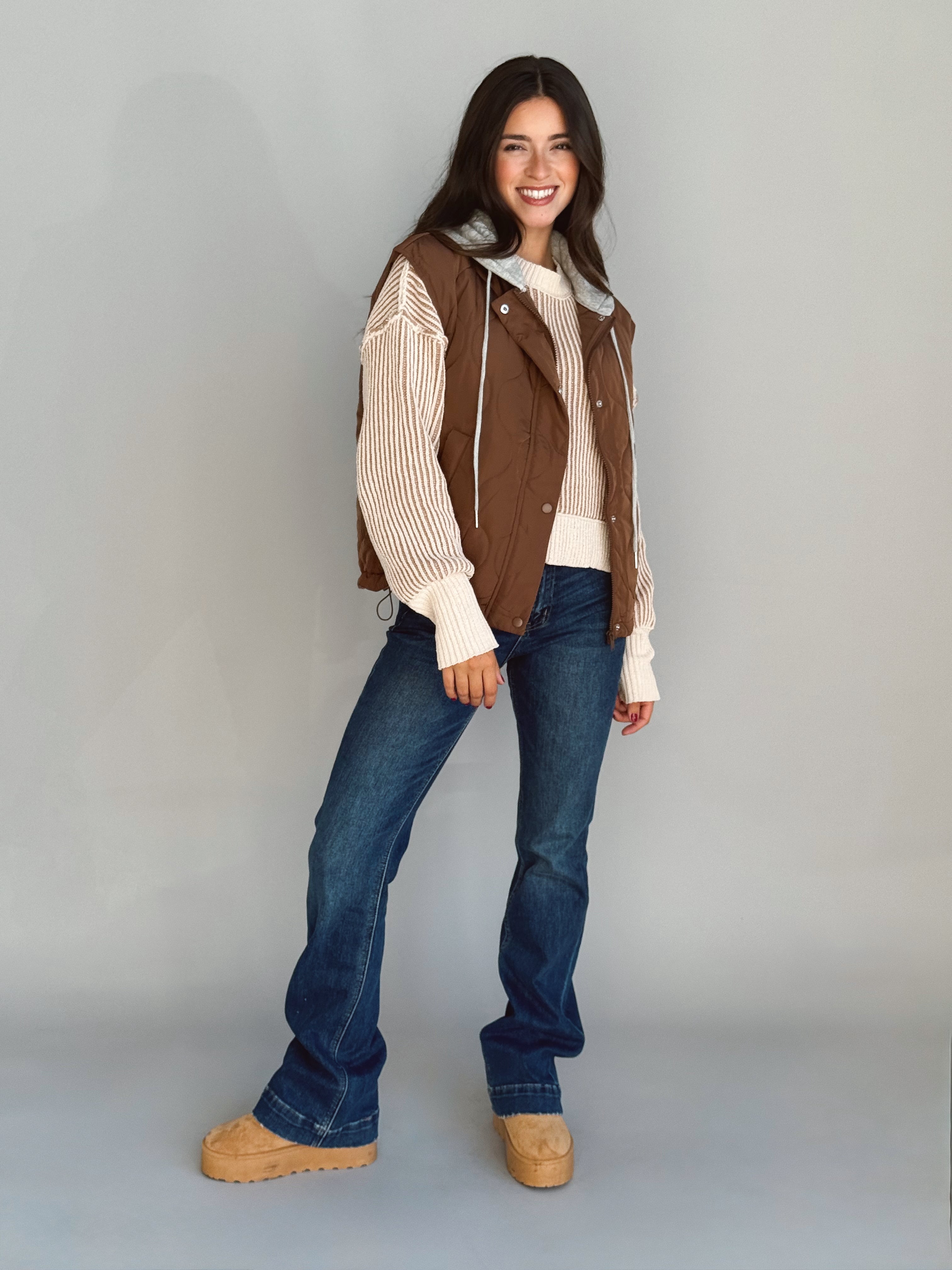 Christopher Hooded Vest - MOCHA - Storetradenest VEST