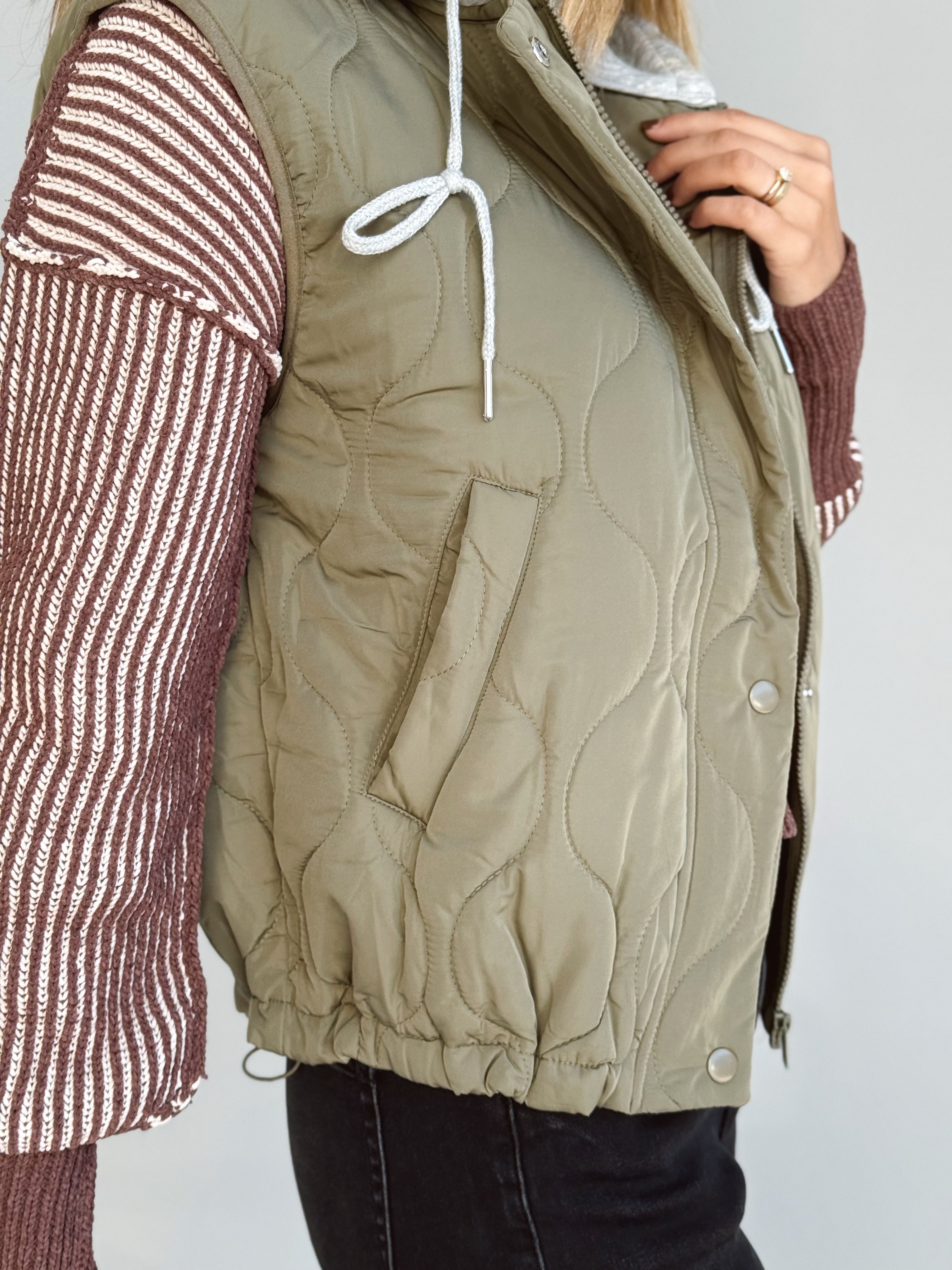 Christopher Hooded Vest - OLIVE - Storetradenest VEST