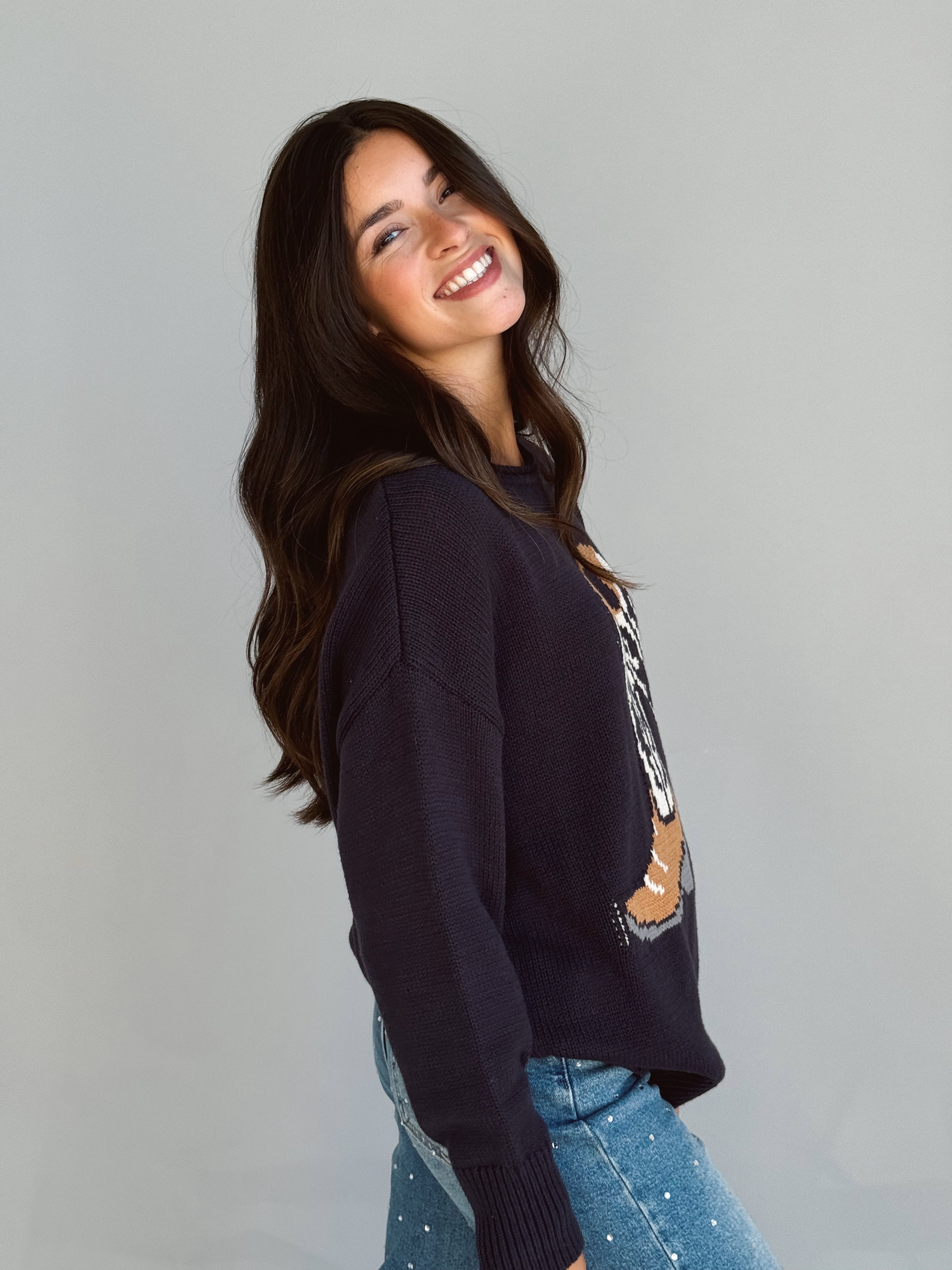 Cozy Cowgirl Sweater - NAVY - Storetradenest SWEATER