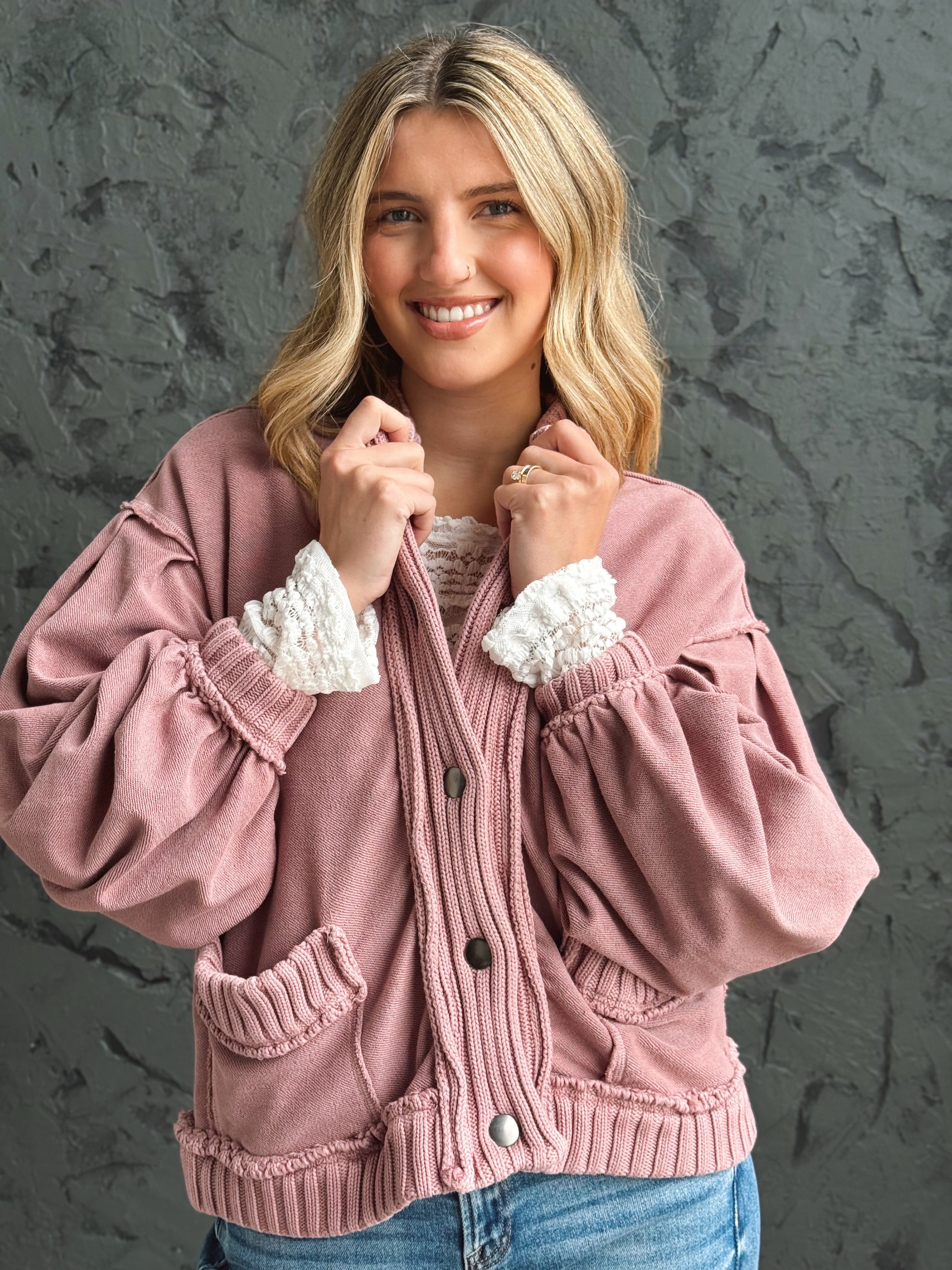 Daydream Cardigan - VINTAGE MAUVE - Storetradenest JACKET