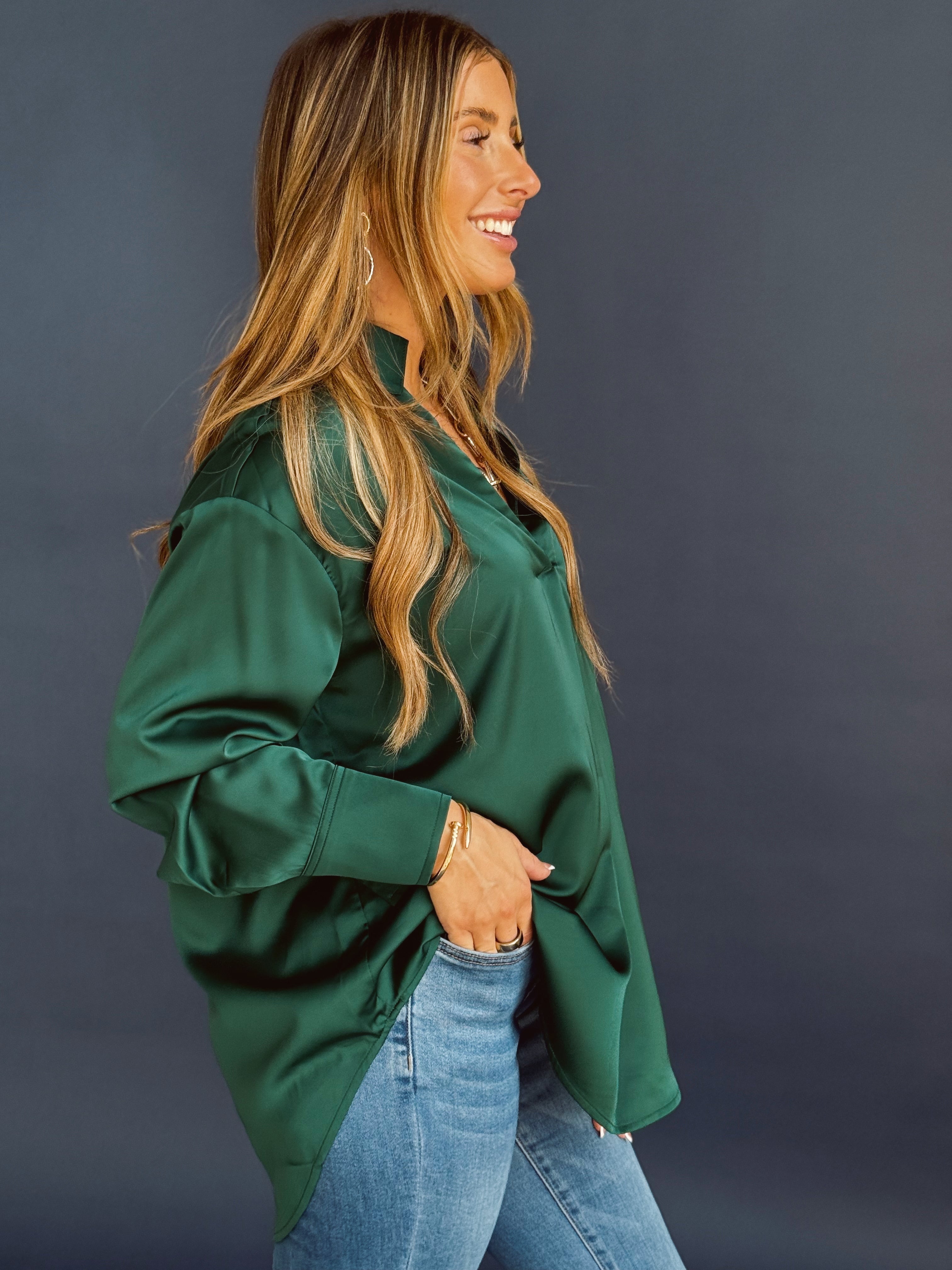 Elmwood Blouse - DARK GREEN - Storetradenest BLOUSE