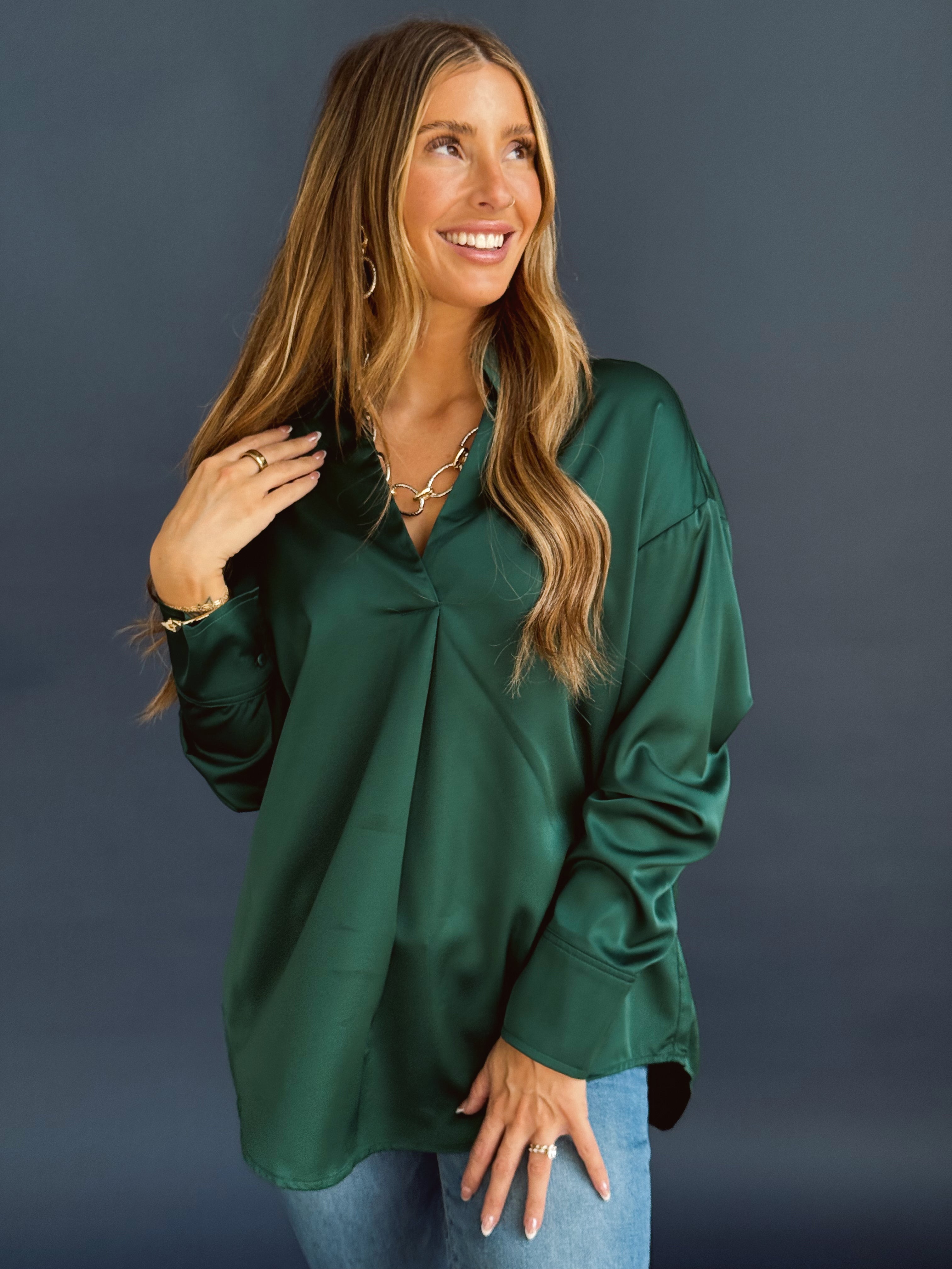 Elmwood Blouse - DARK GREEN - Storetradenest BLOUSE