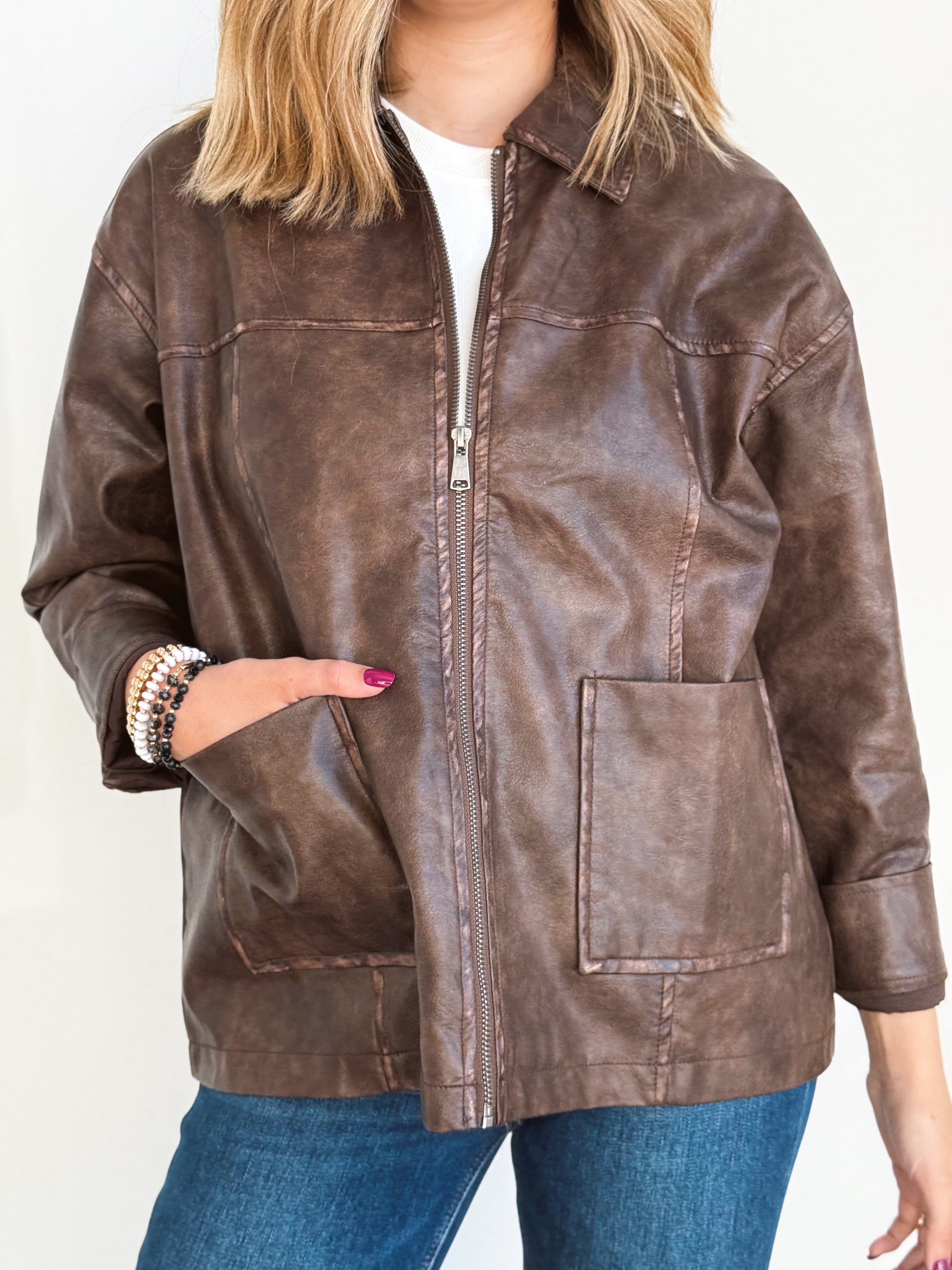 Fieldstone Jacket - BROWN - Storetradenest LEATHER JACKET
