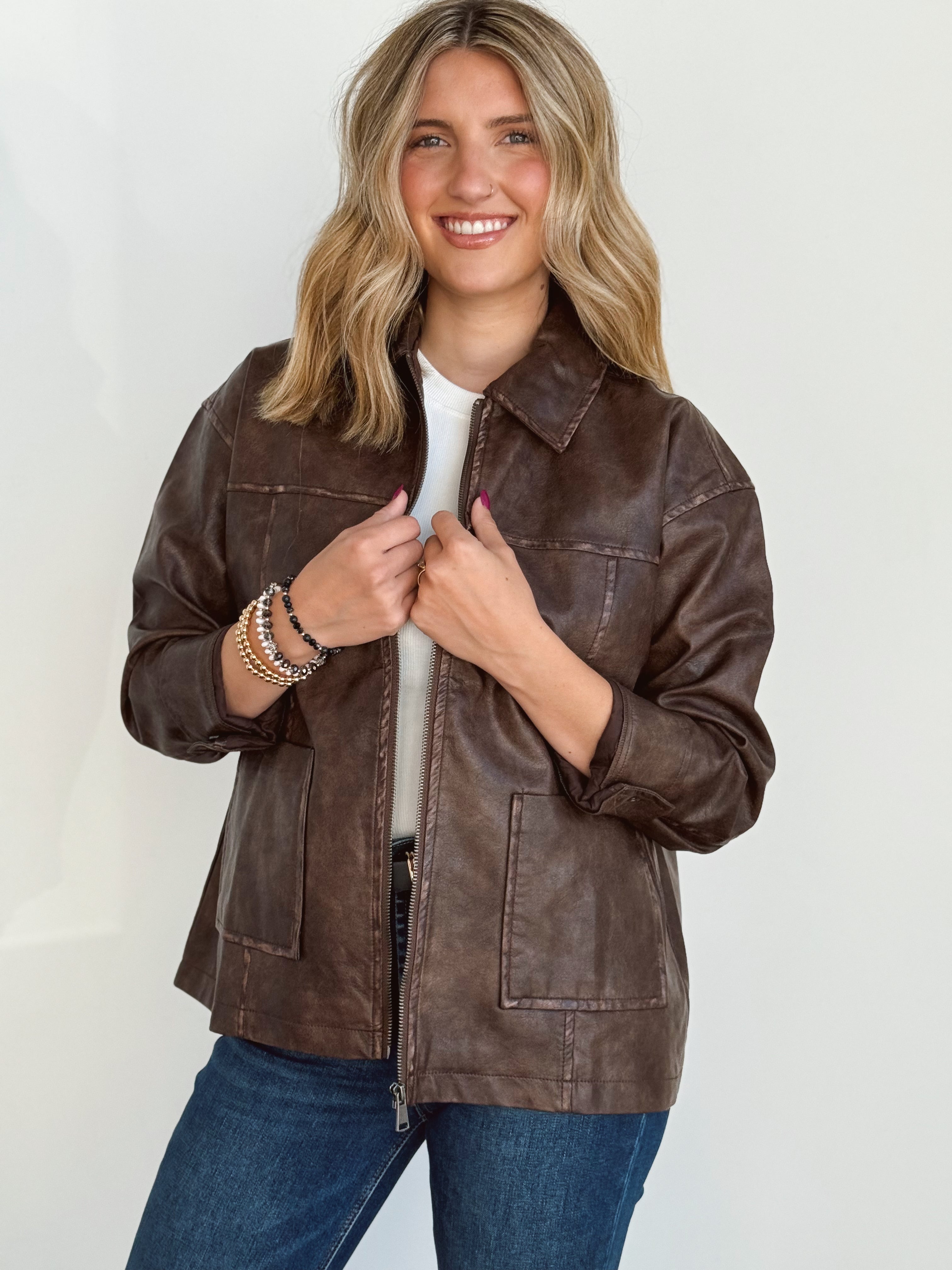 Fieldstone Jacket - BROWN - Storetradenest LEATHER JACKET