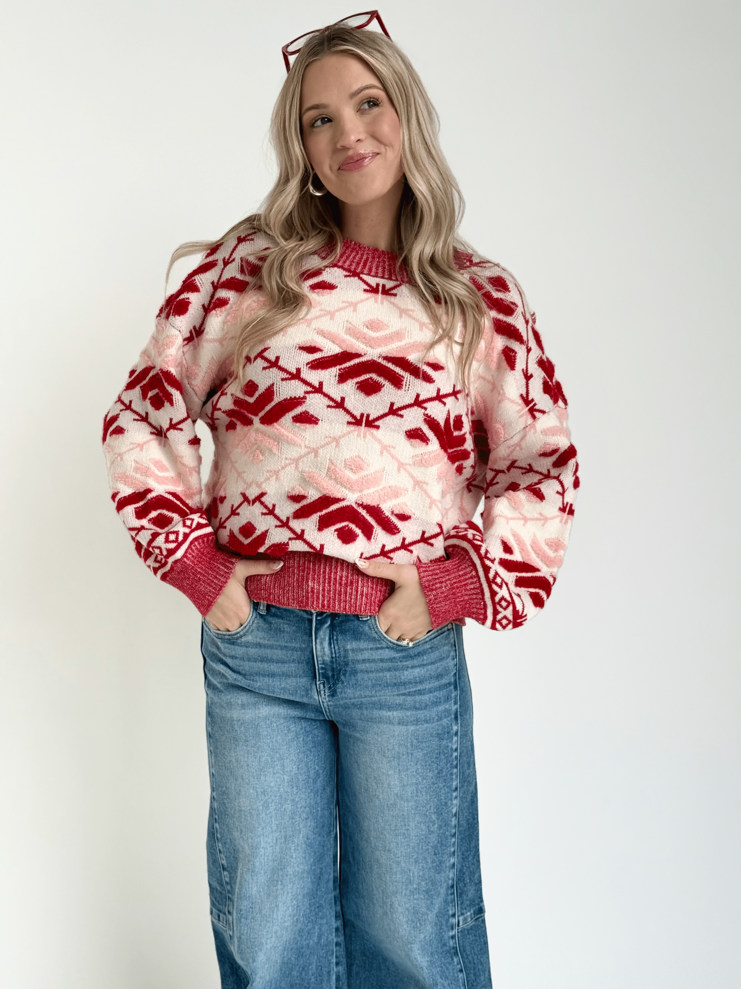 Heartfelt Sweater - RED/BLUSH - Storetradenest SWEATER