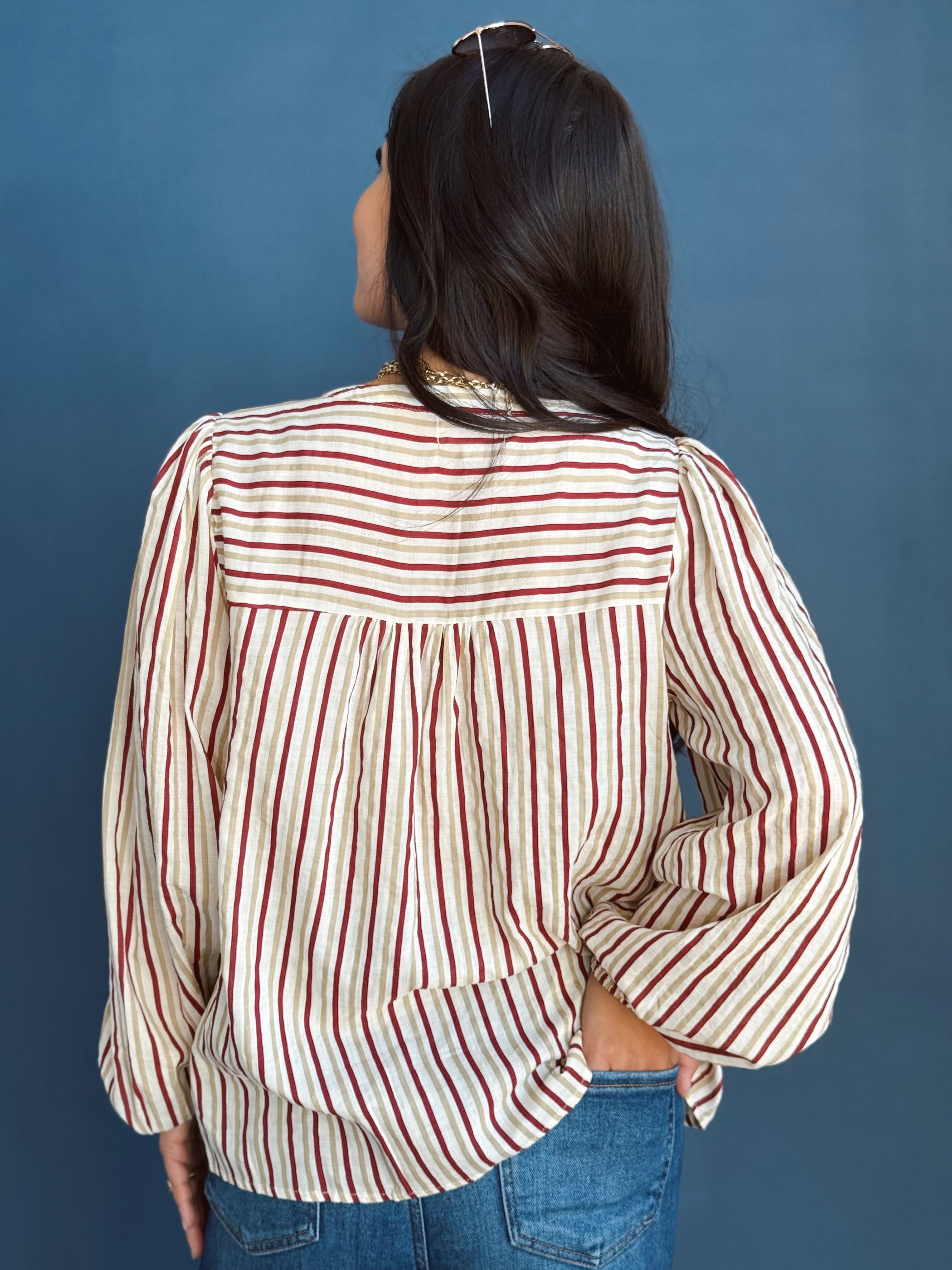 Heidi Blouse - WINE/TAUPE - Storetradenest BLOUSE