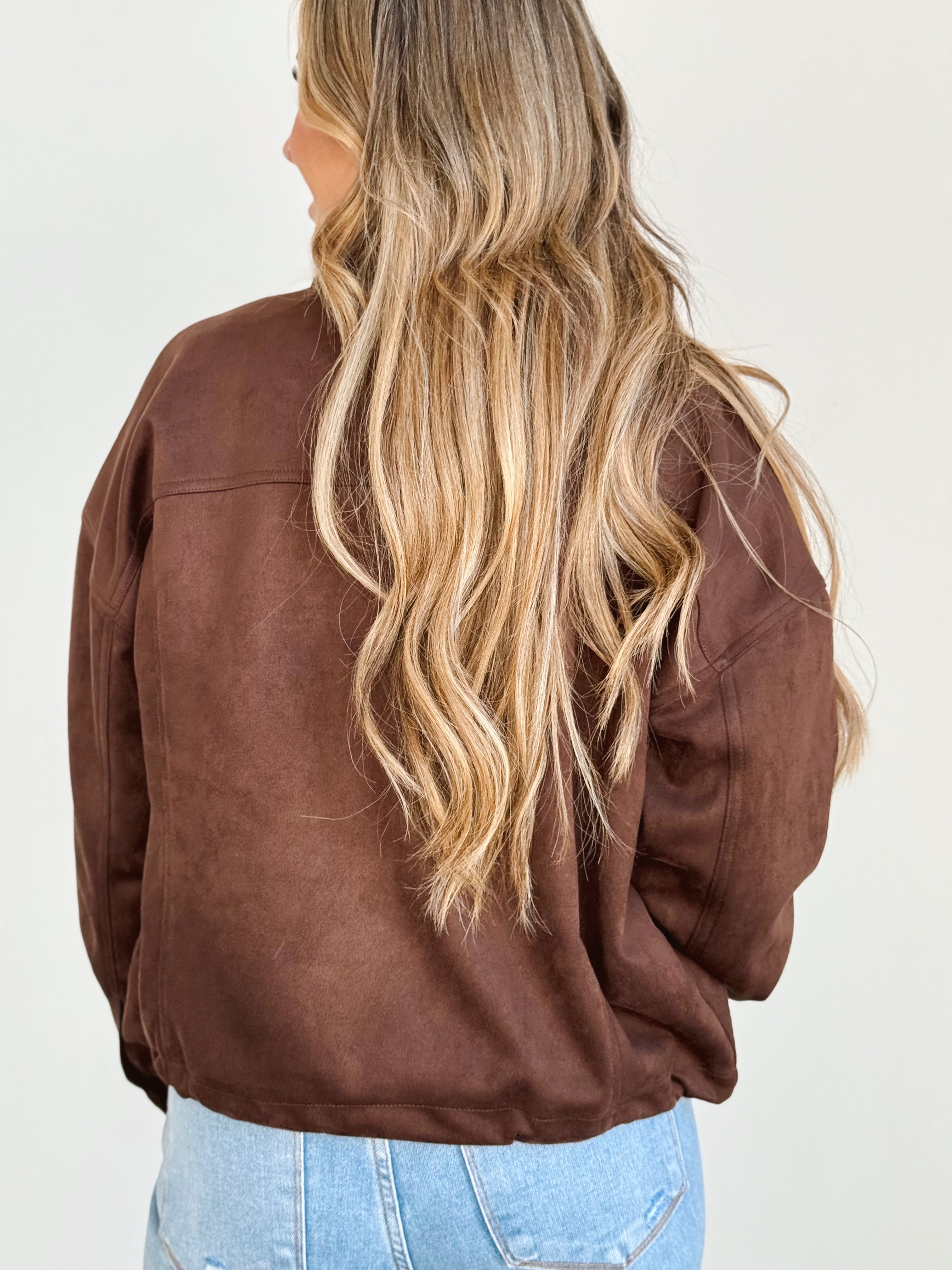 Lara Suede Jacket - CHOCOLATE BROWN - Storetradenest JACKET