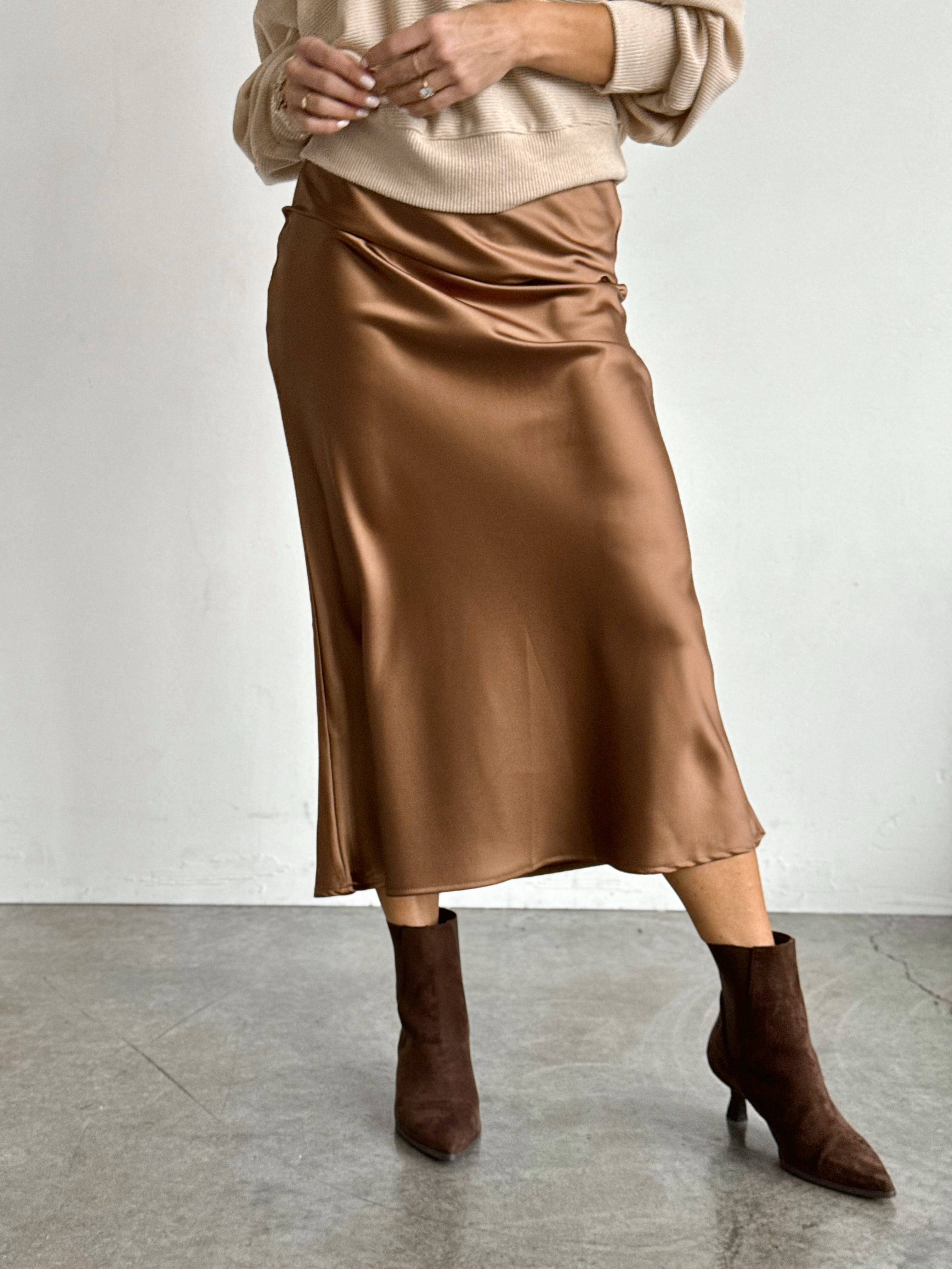 Lumina Skirt - CHOCOLATE - Storetradenest MIDI SKIRT