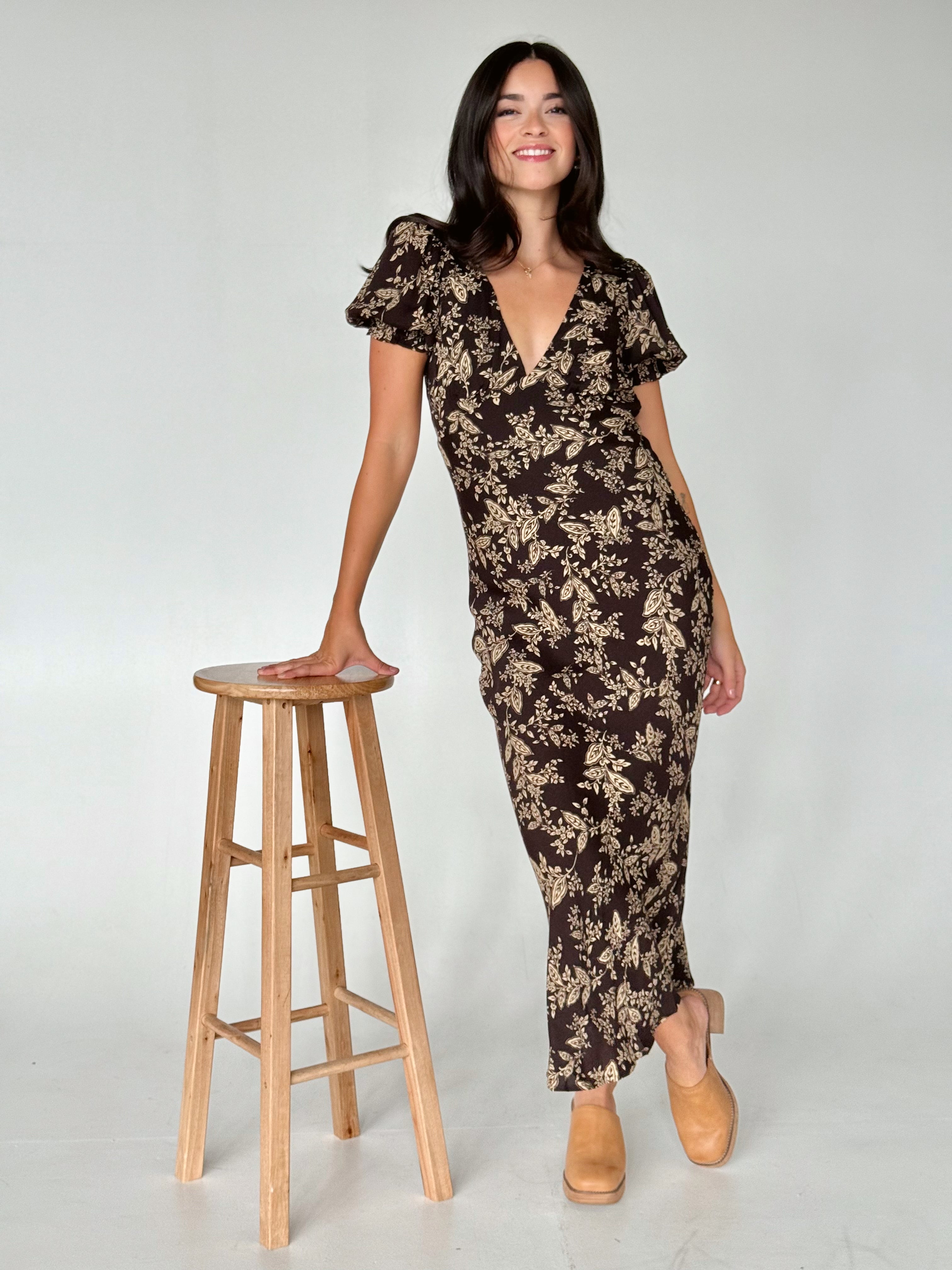 Mabel Dress - NIGHTFALL BOTANIC - Storetradenest MIDI DRESS