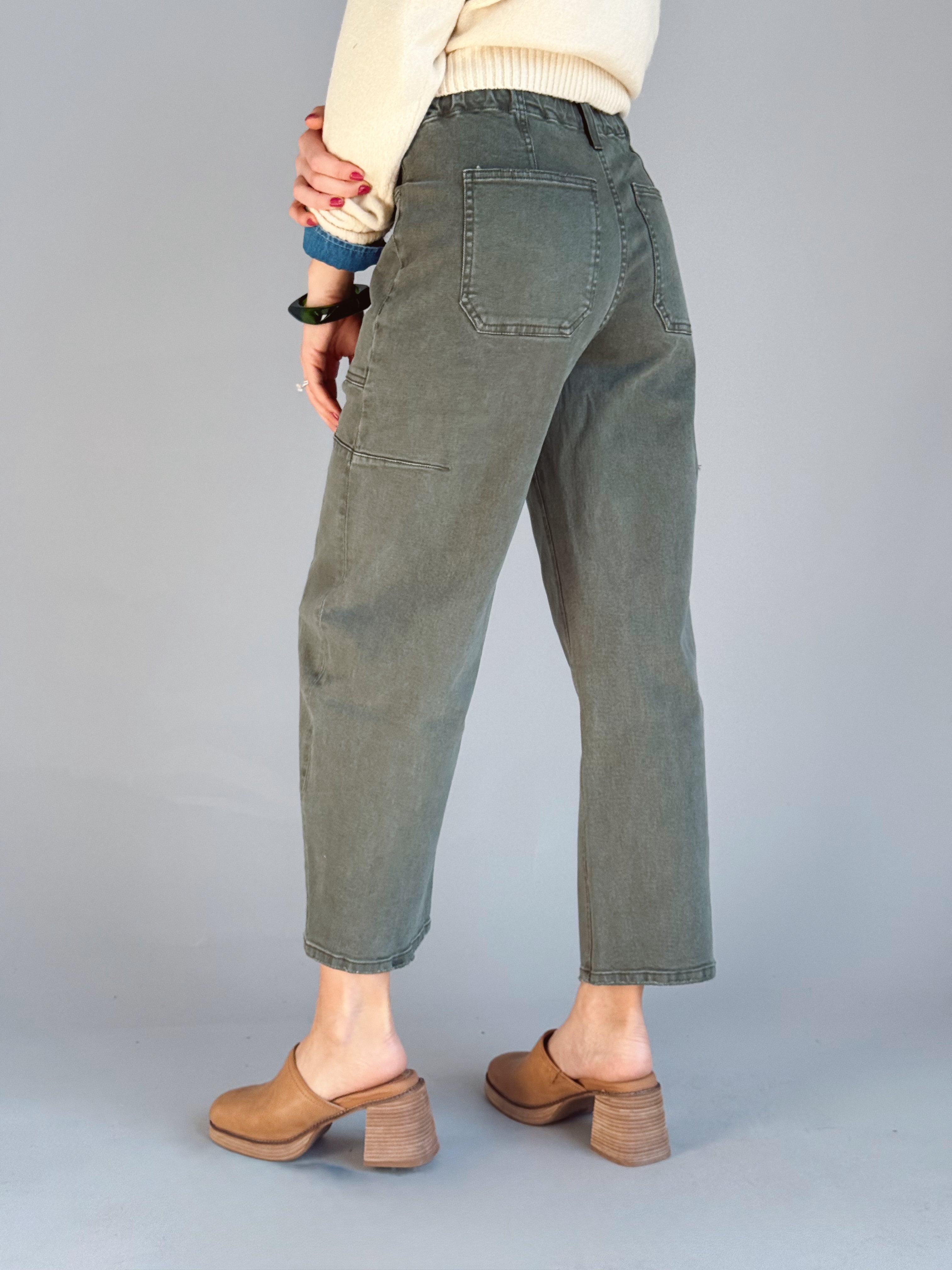 Matcha Brew Barrel Jean - DEEP FOREST - Storetradenest BARREL JEAN