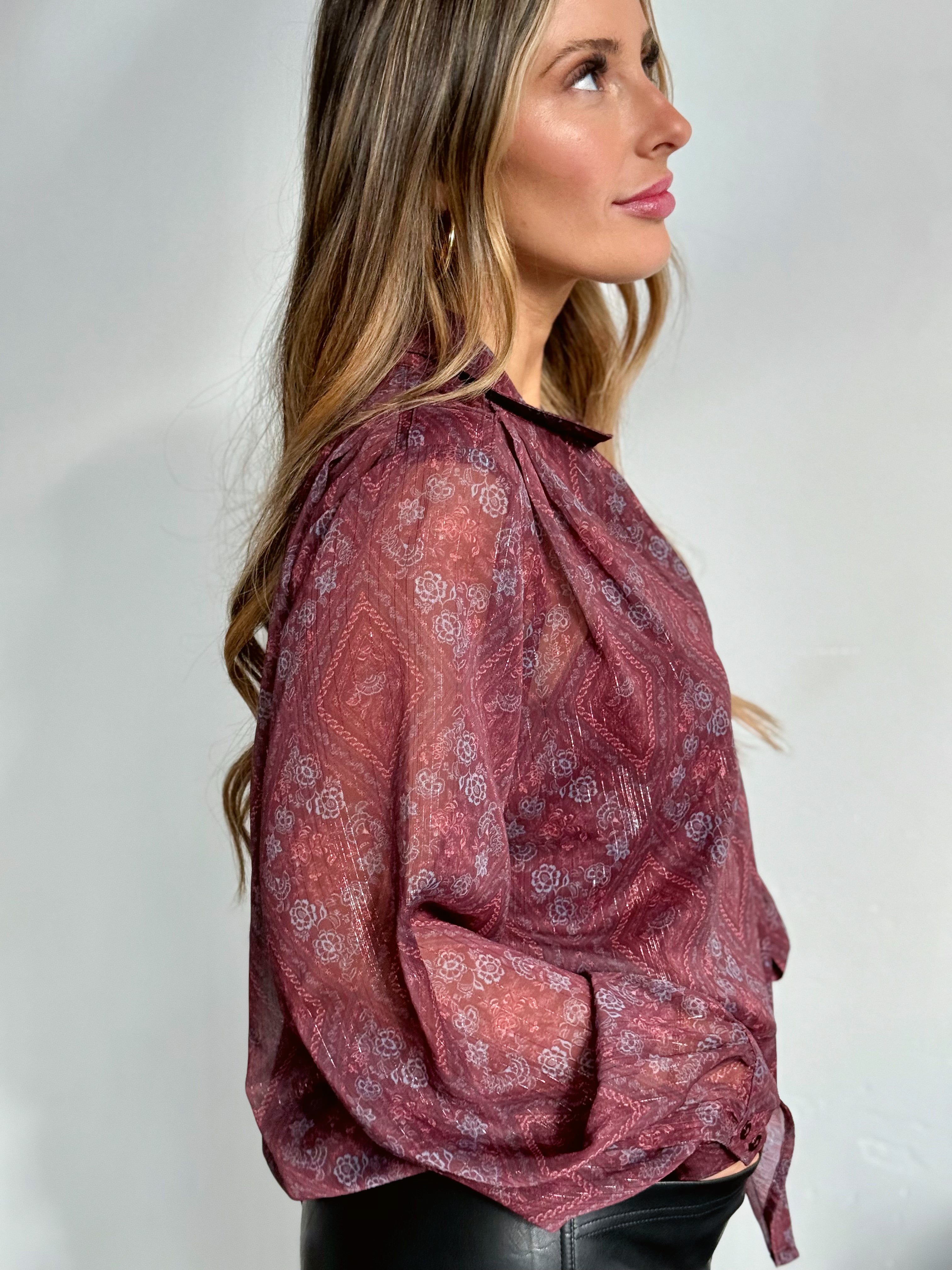 Mulberry Blouse - WINE/ROSE - Storetradenest BLOUSE