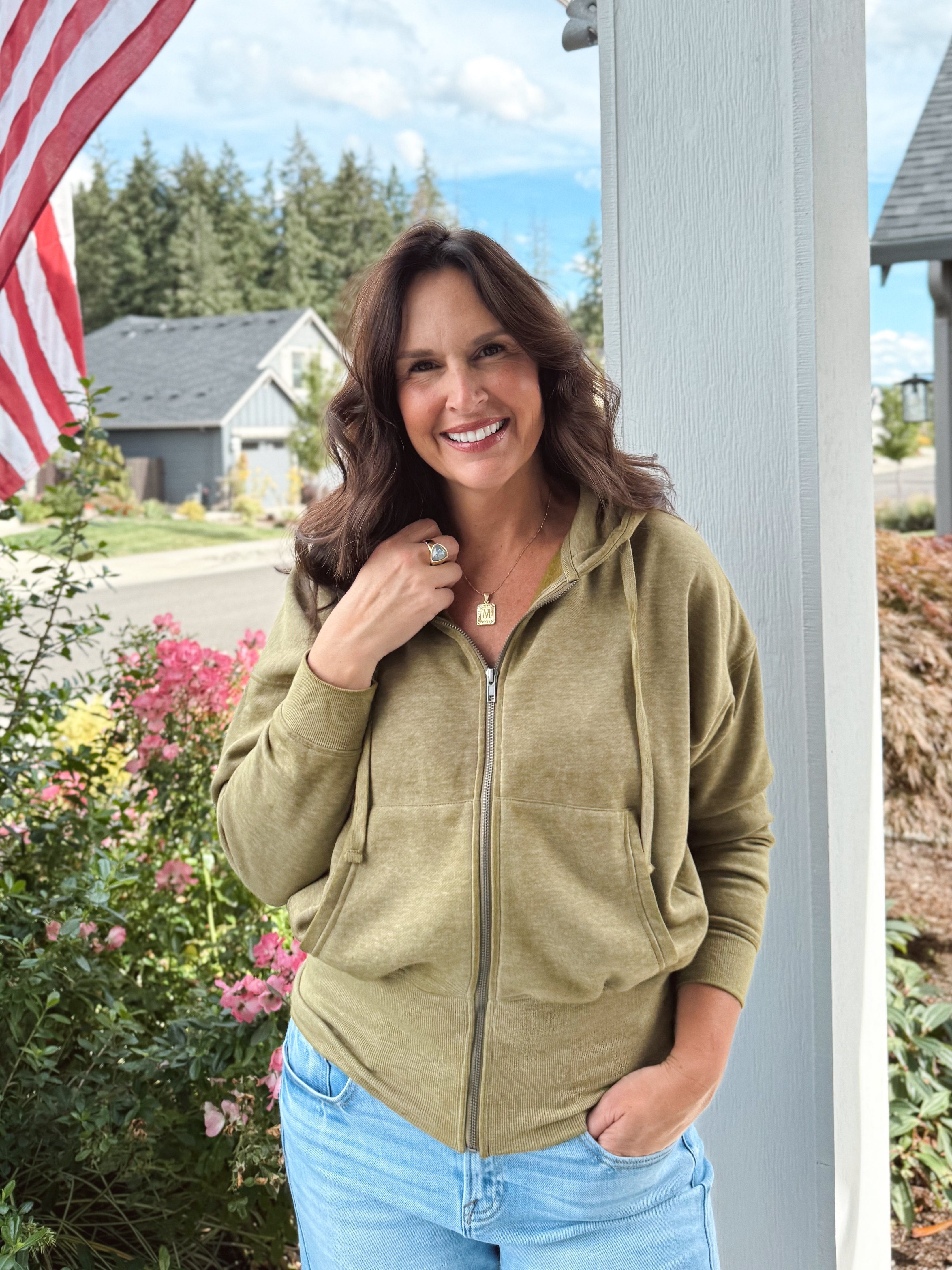 NorthWest Road Trip Zip Up - CAMO GREEN - Storetradenest SWEATSHIRT