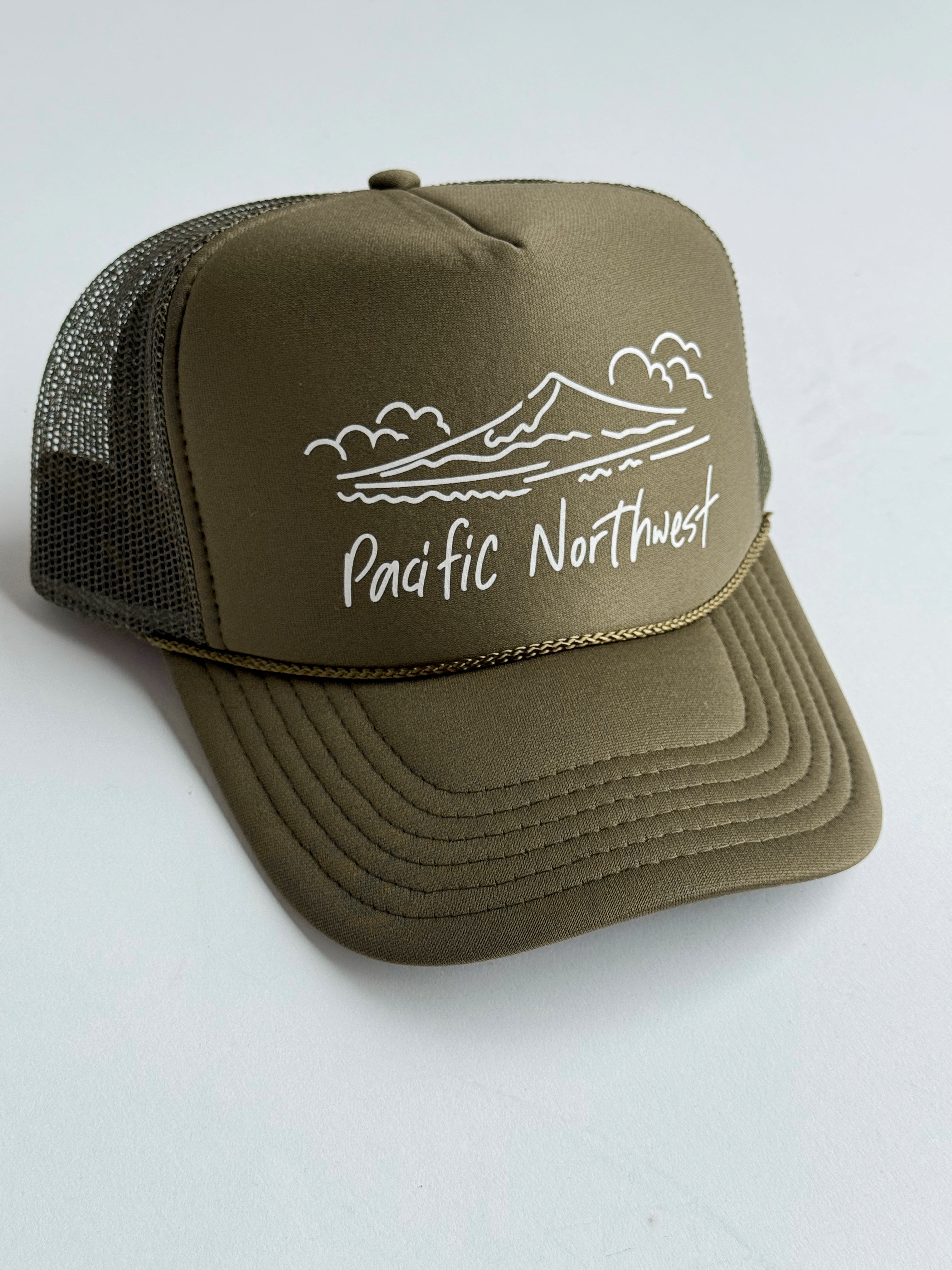 PNW Mountain Trucker Hat - OLIVE - Storetradenest HAT