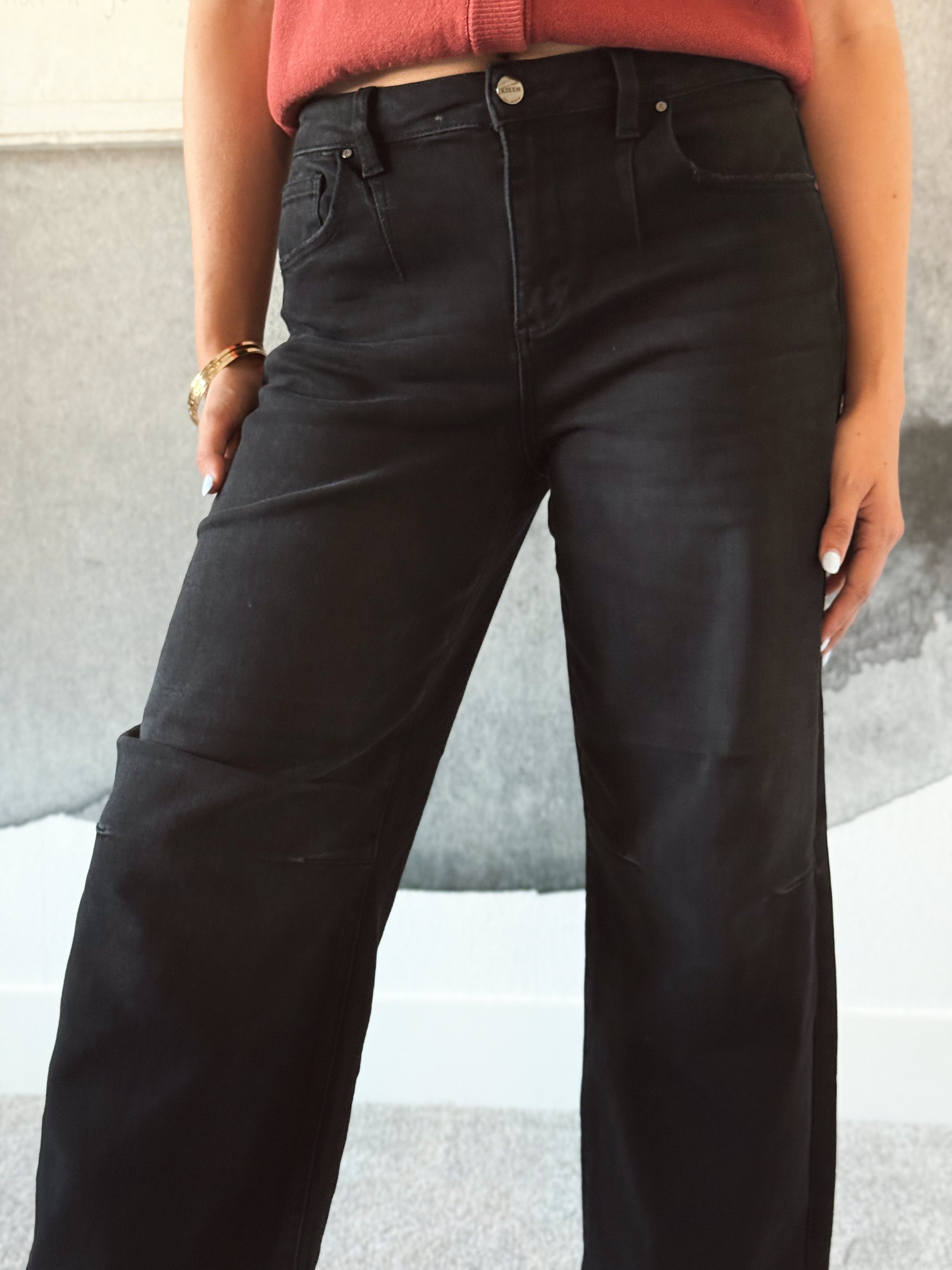 [RISEN] Britton Jean - BLACK - Storetradenest BARREL JEAN