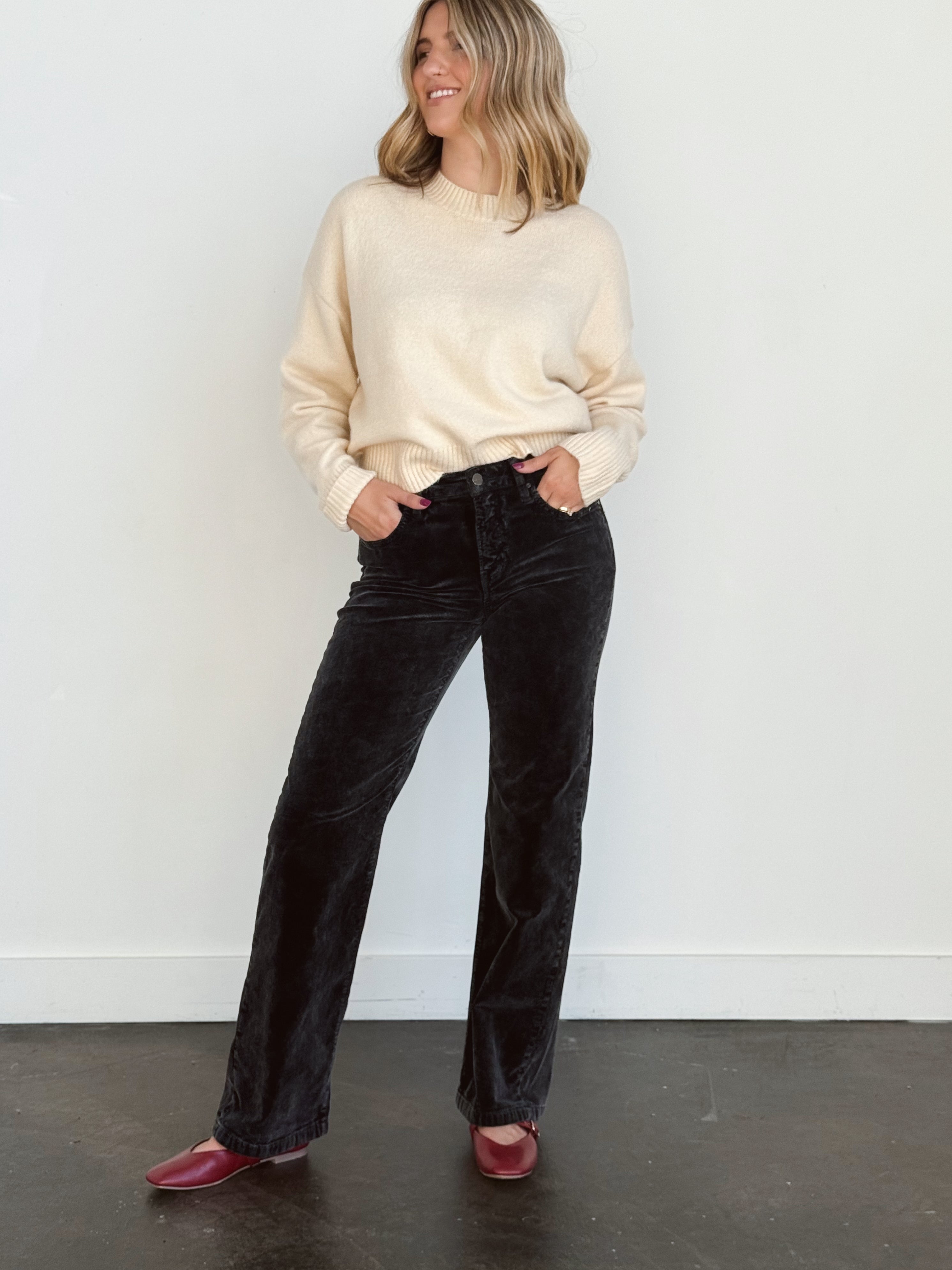 [RISEN] Megan Corduroy Jean - MIDNIGHT - Storetradenest Straight Leg