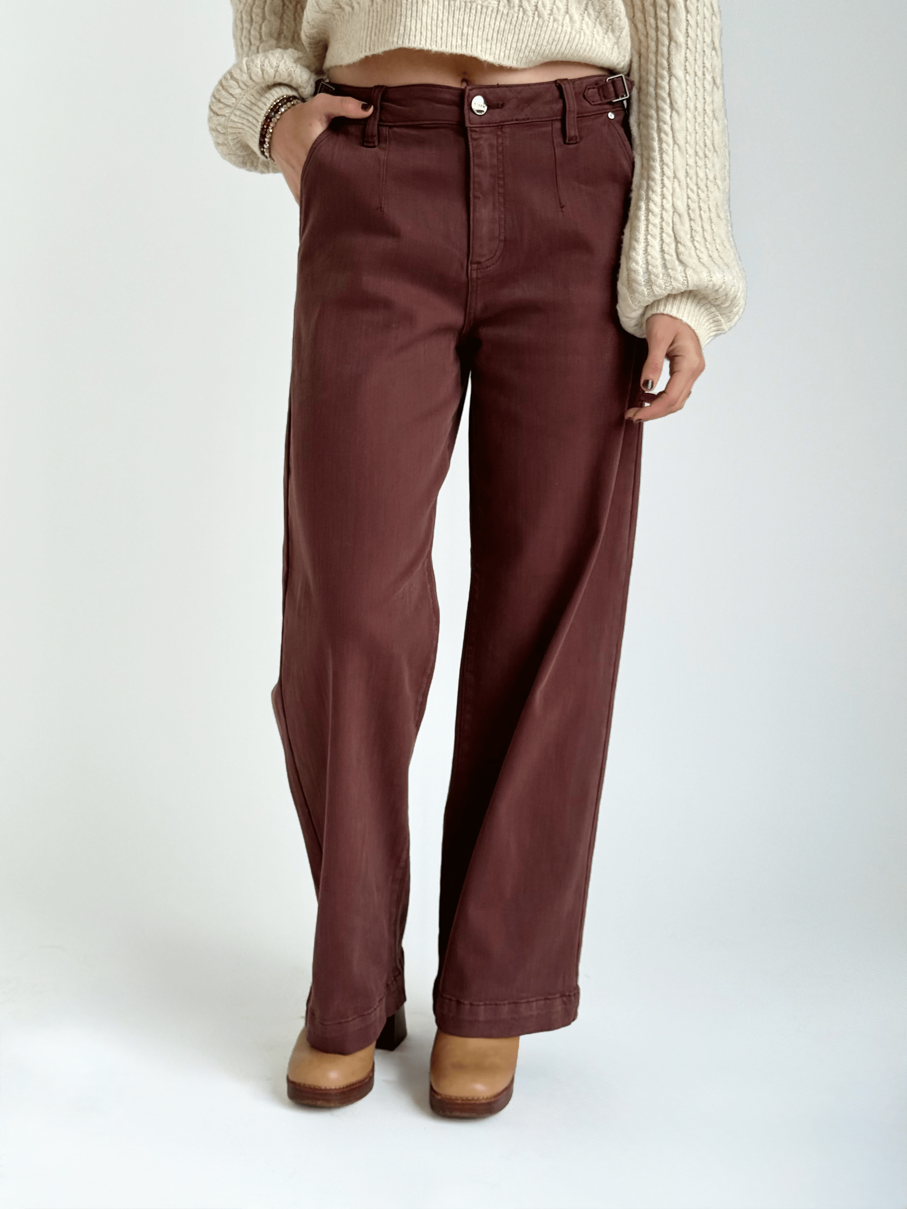 [RISEN] Santana Jean - CHOCO BROWN - Storetradenest WIDE LEG
