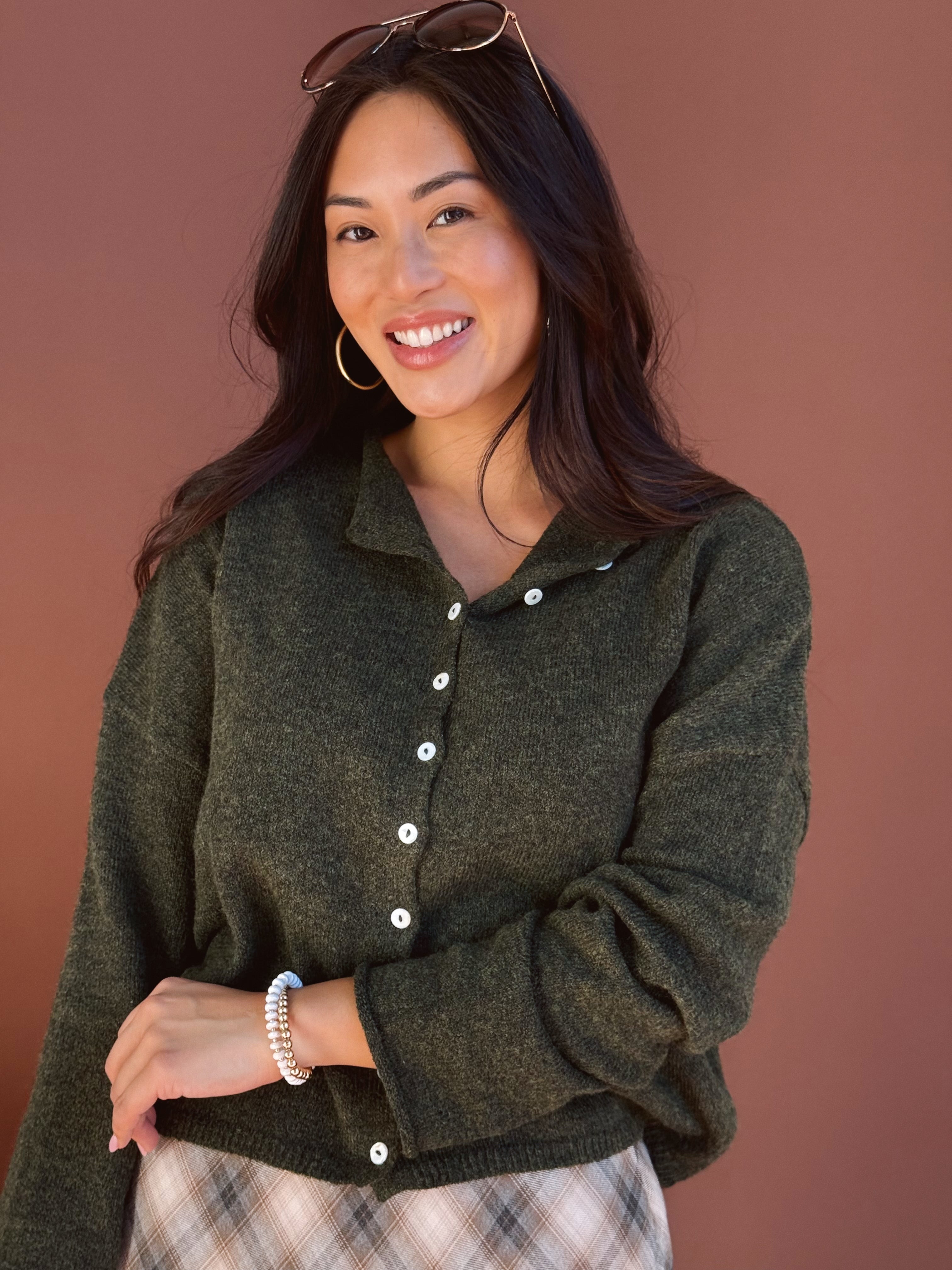 Simone Cardigan - HUNTER GREEN - Storetradenest Cardigan