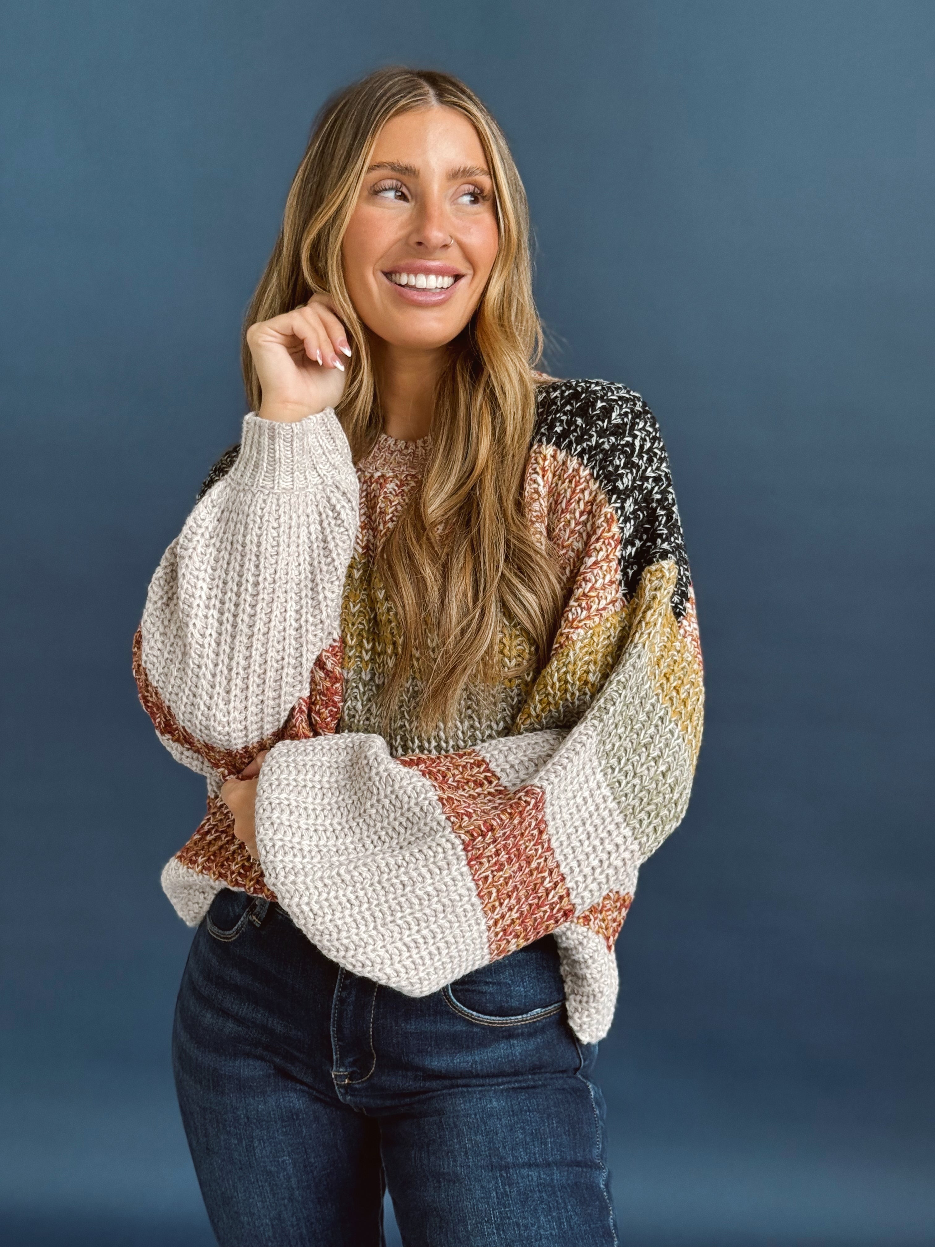 Turning Leaves Sweater - BLACK/TAUPE - Storetradenest SWEATER