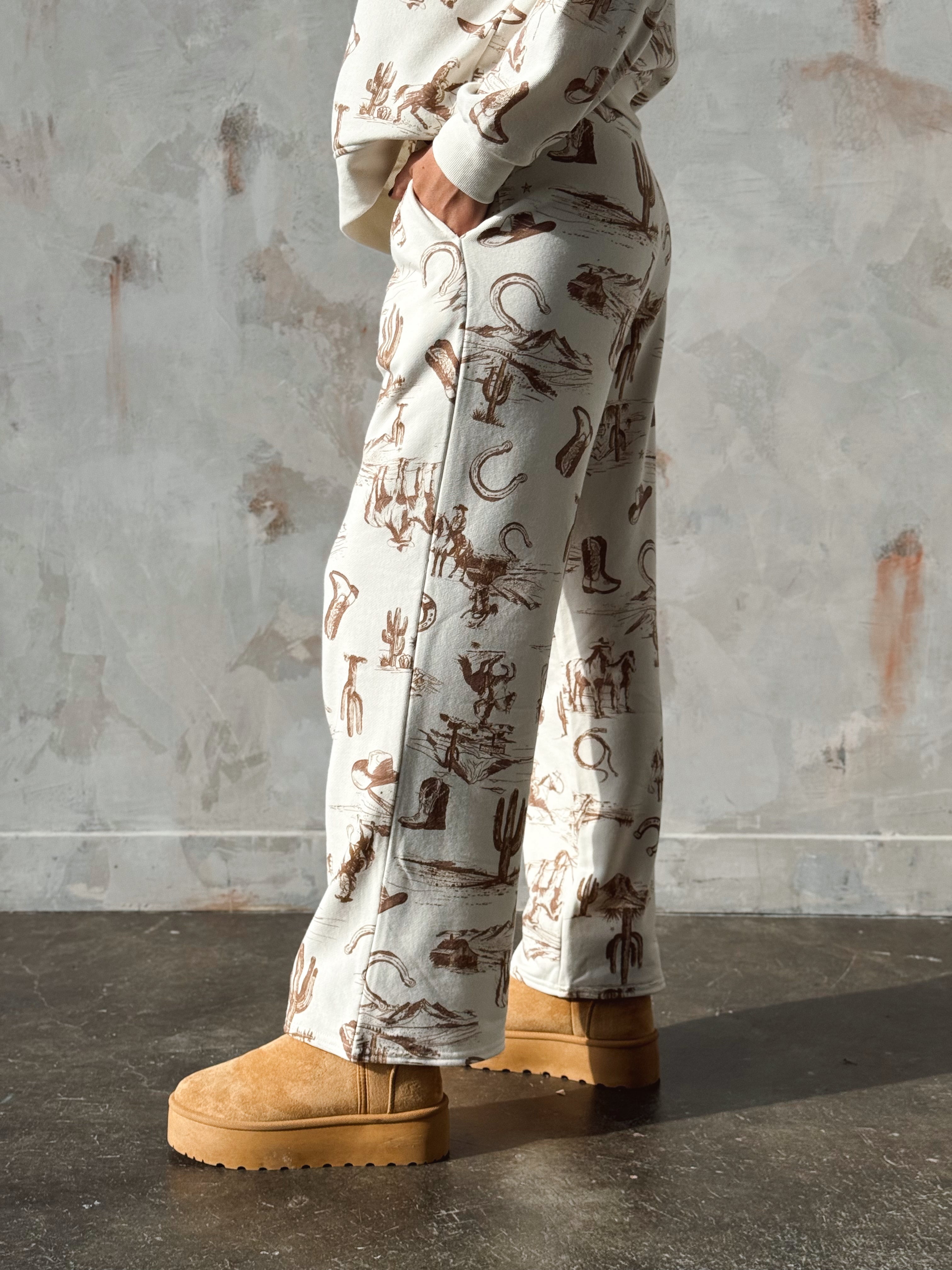 Western Dreams Sweatpants - CREAM - Storetradenest Sweatpants