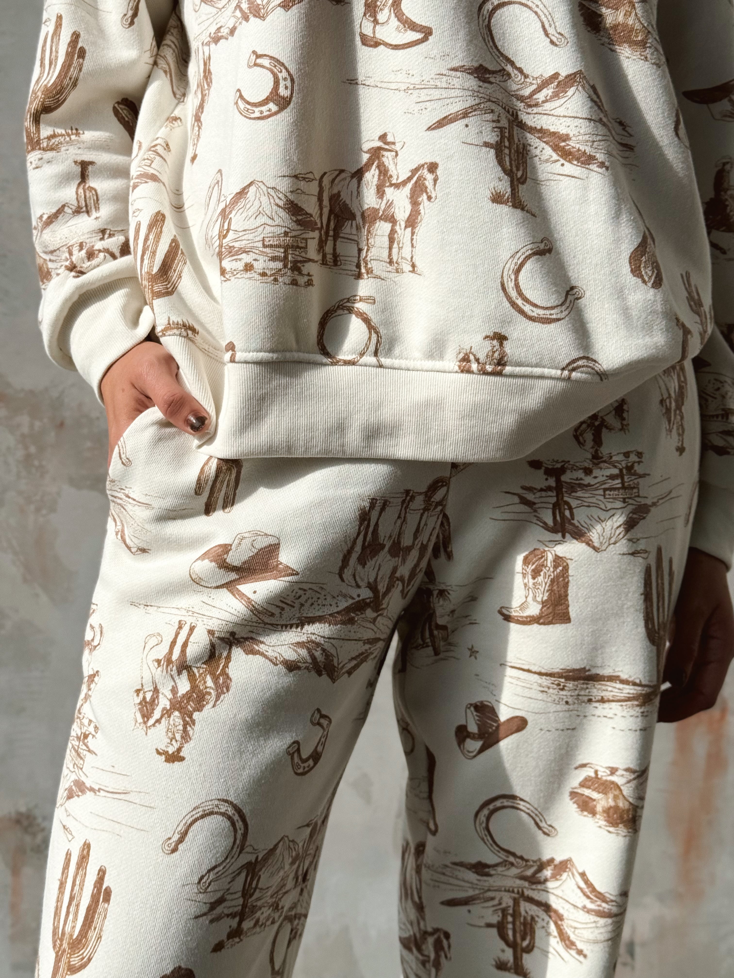 Western Dreams Sweatpants - CREAM - Storetradenest Sweatpants