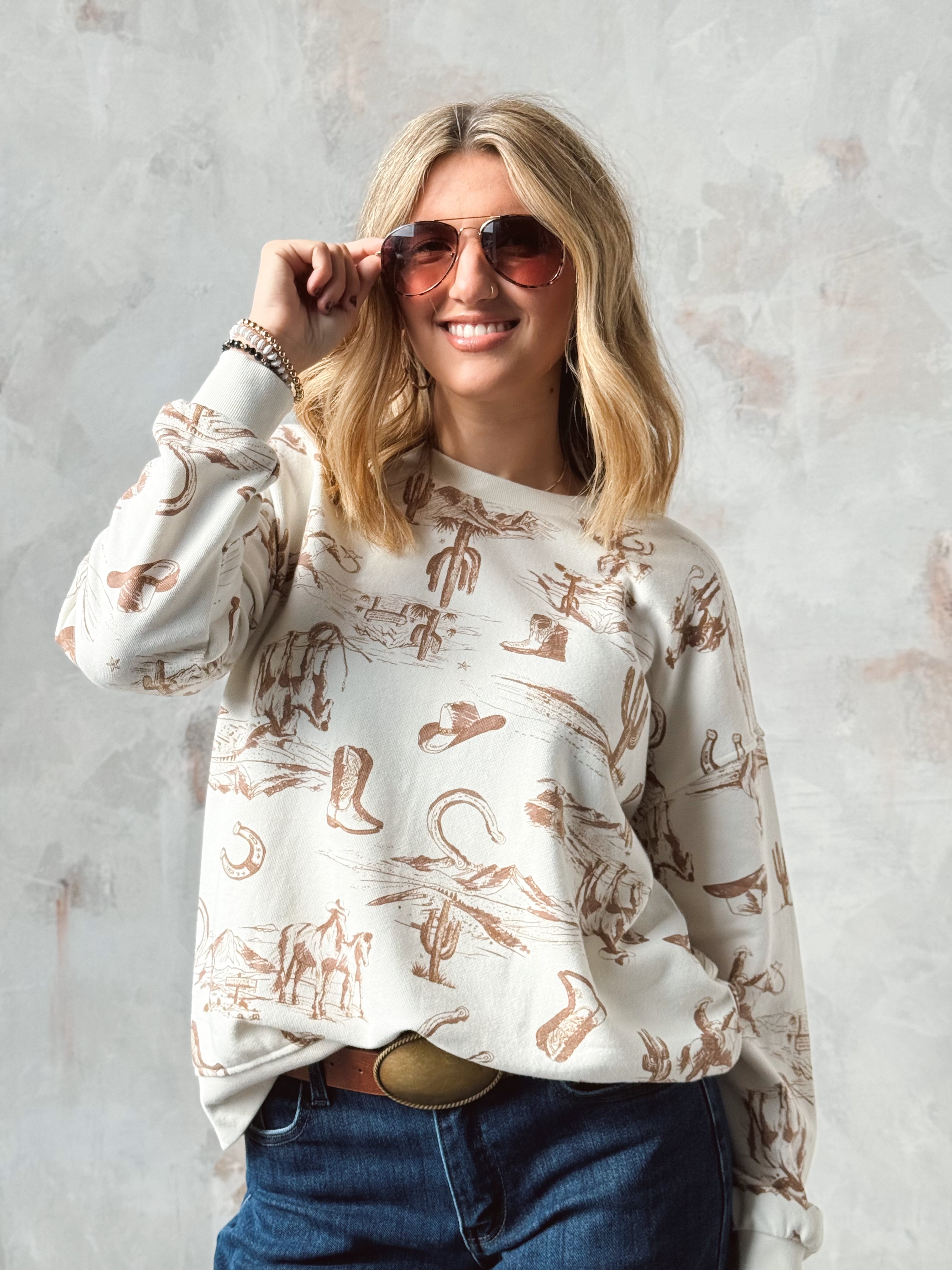 Western Dreams Sweatshirt - CREAM - Storetradenest SWEATSHIRT