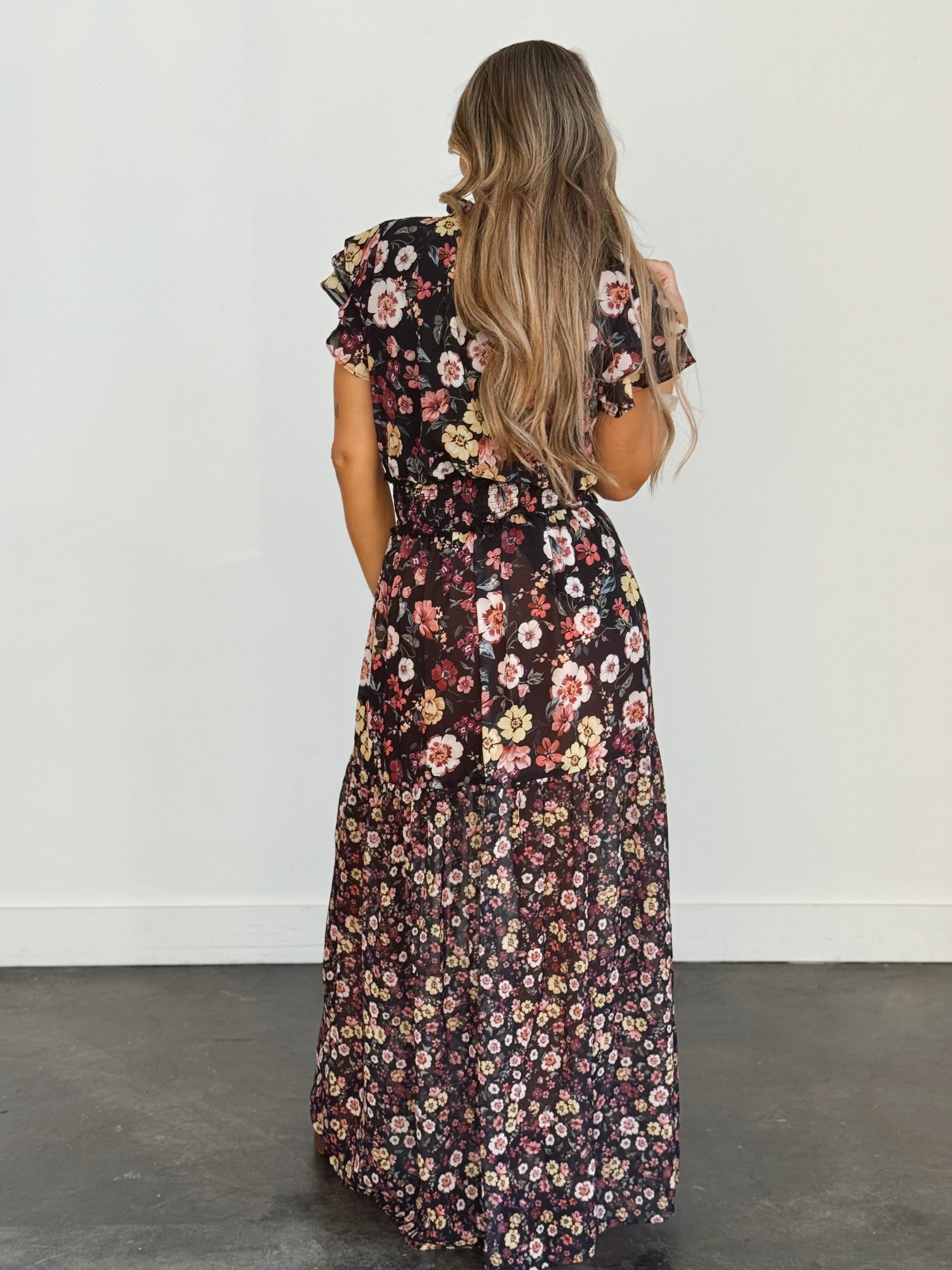 Wild Honey Dress - BLACK/RUST - Storetradenest Long Dress