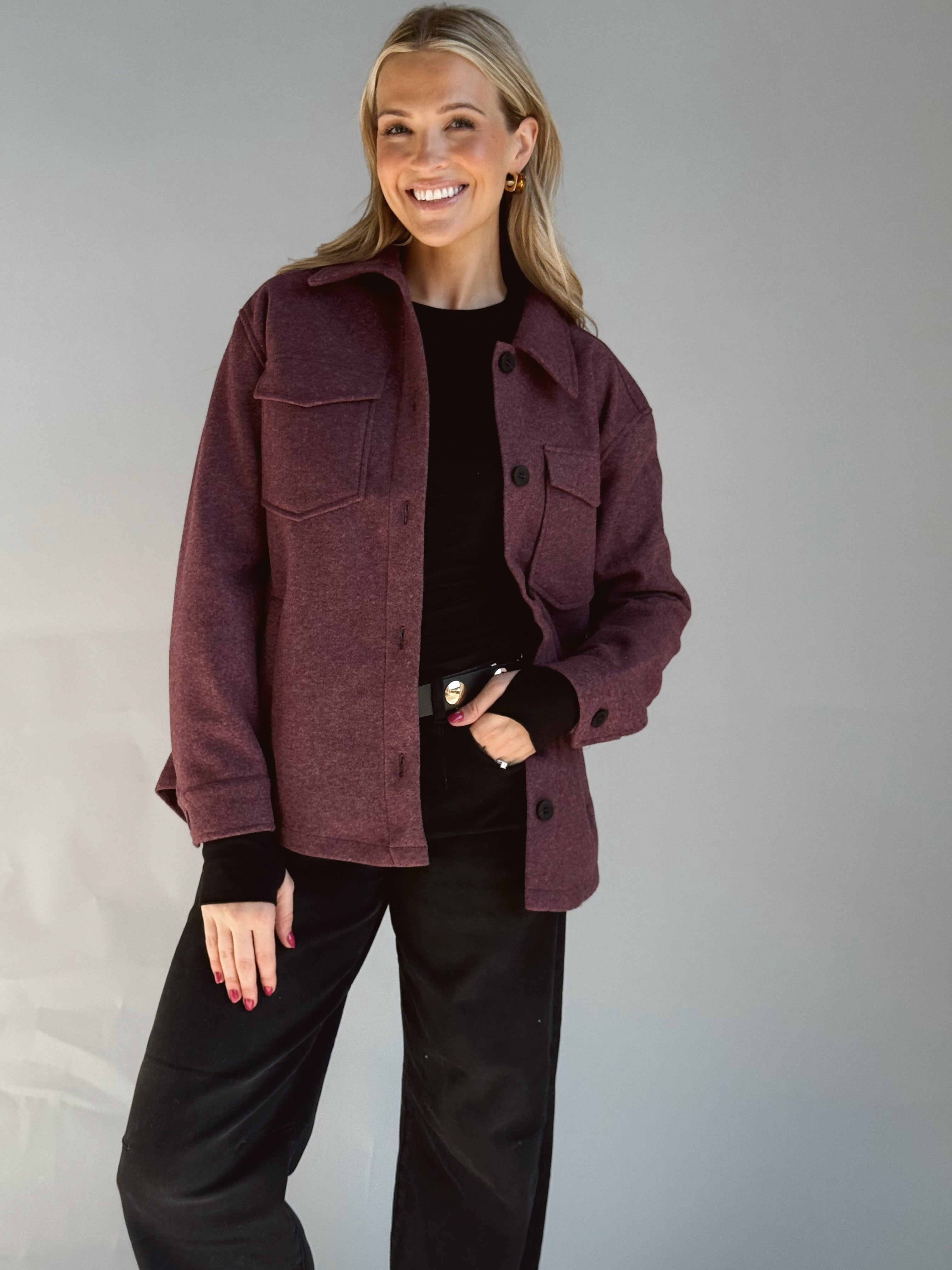 Willows House Blend Shacket - BURGUNDY - Storetradenest JACKET