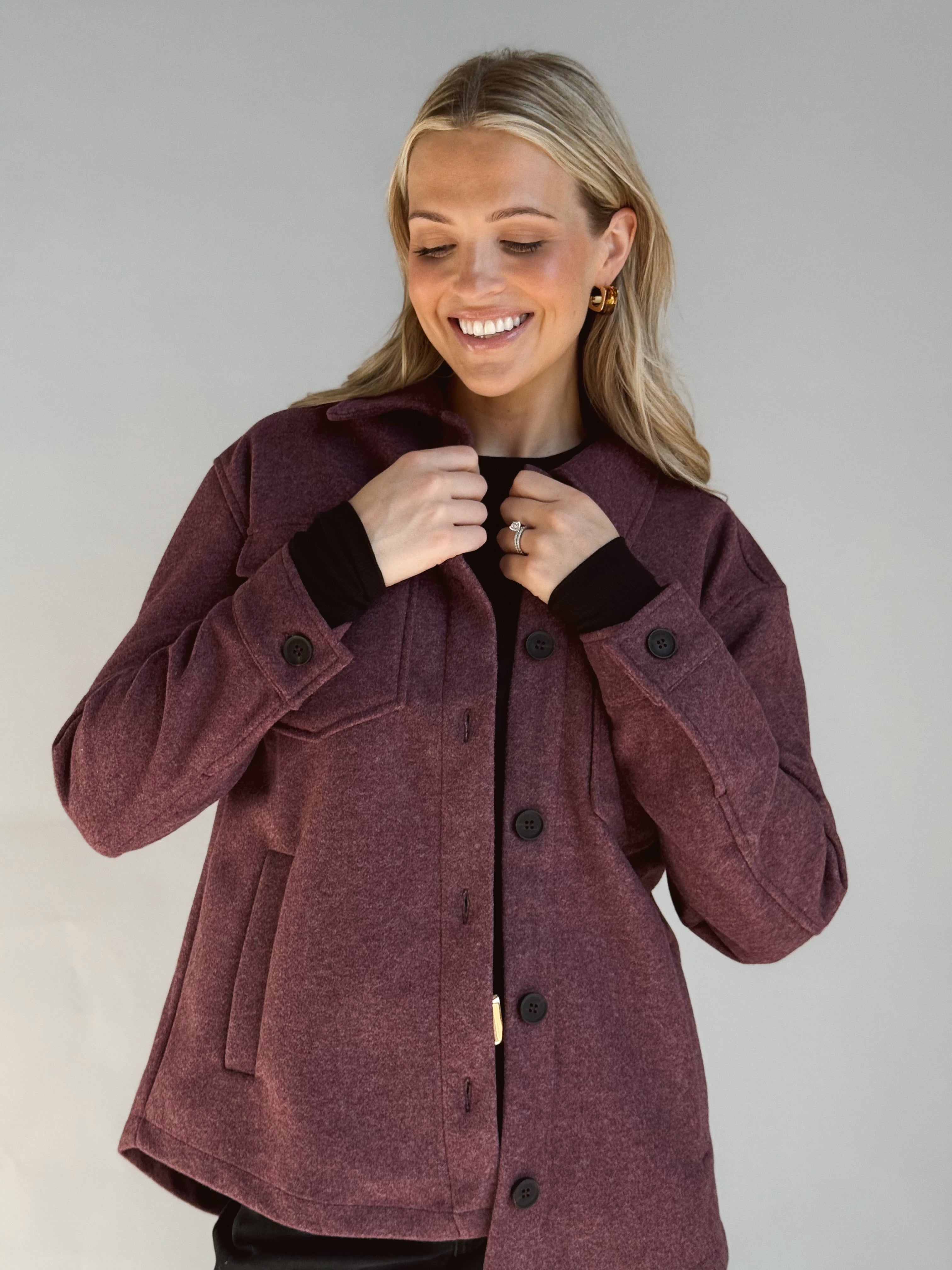 Willows House Blend Shacket - BURGUNDY - Storetradenest JACKET